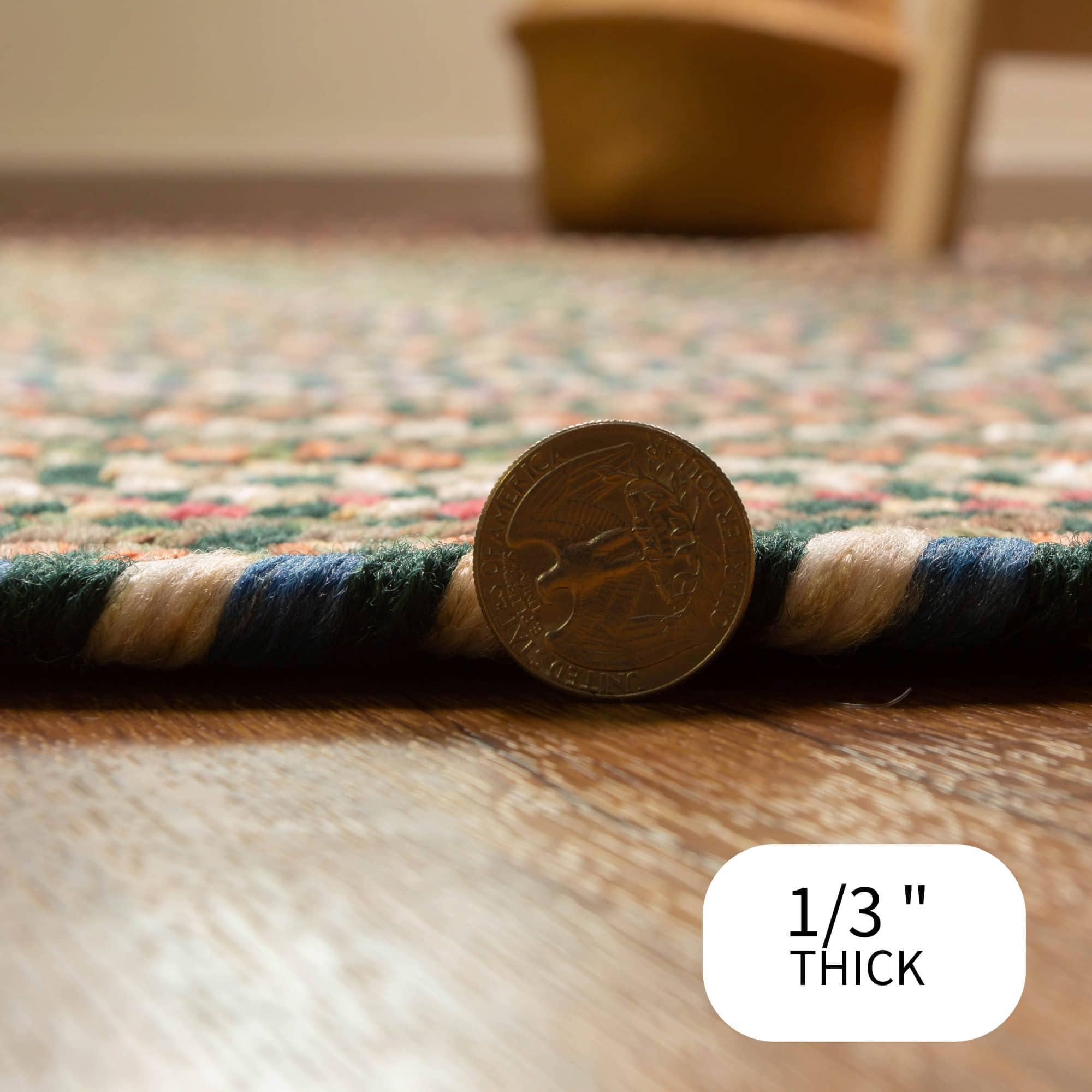 Super Area Rugs Super Area Rugs Roxbury American Made Braided Rug for Indoor Outdoor Spaces, Spruce Green/Natural Multi, 3' X 5' Oval