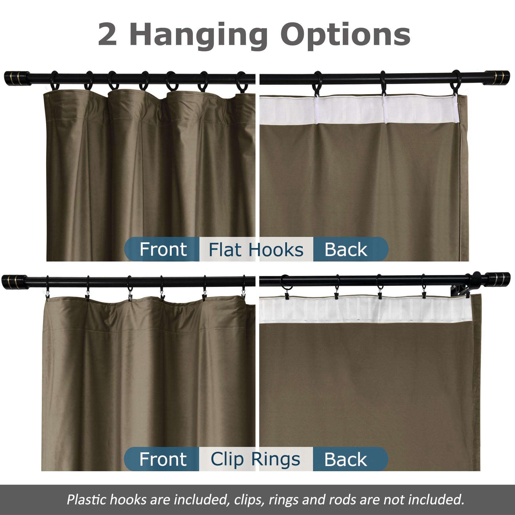 Frelement Frelement Velvet Drapes Room Darkening Drapes Backdrop Curtains for Media Movie Theater Room Flat Hooks Curtains Extra Wide Privacy Room Divider Curtains, 120" W x 102" L, 2 Panels, Sepia Tint