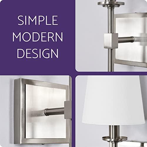 Kira Home Kira Home Torche 20" Wall Sconce/Wall Light + Linen Shade, Brushed Nickel Finish