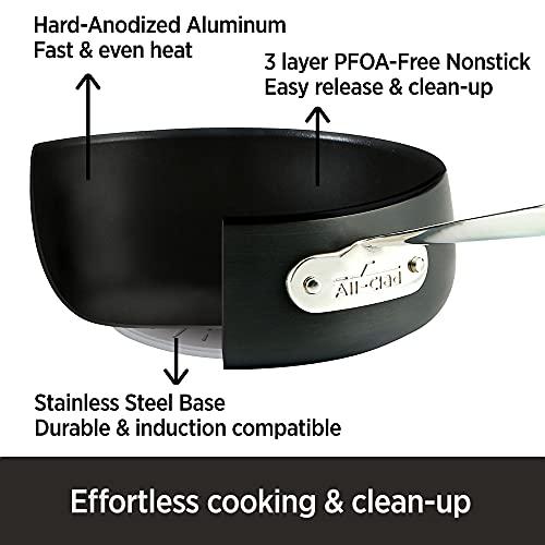 All-Clad All-Clad HA1 Hard Anodized Nonstick Saute Pan with Lid and Fry Pan Set 4 Quart, 10 Inch Induction Oven Broiler Safe 500F Pots and Pans, Cookware Black