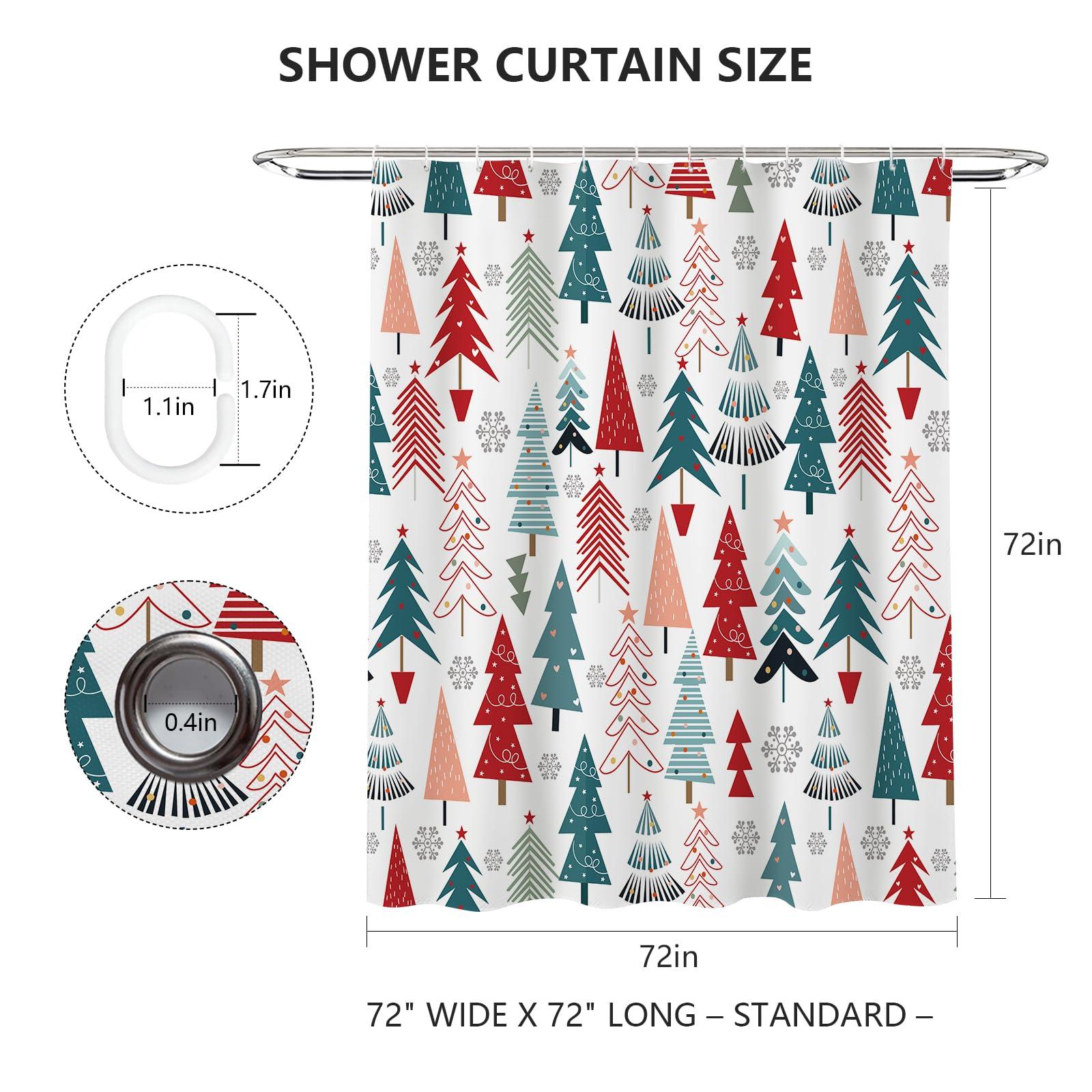 MEHOFOND MEHOFOND Christmas Shower Curtains for Bathroom Christmas Tree Shower Curtain Winter Xmas Tree Snowflake Pattern Bathroom Decor Washable Durable Fabric Shower Curtains 72x72 inch