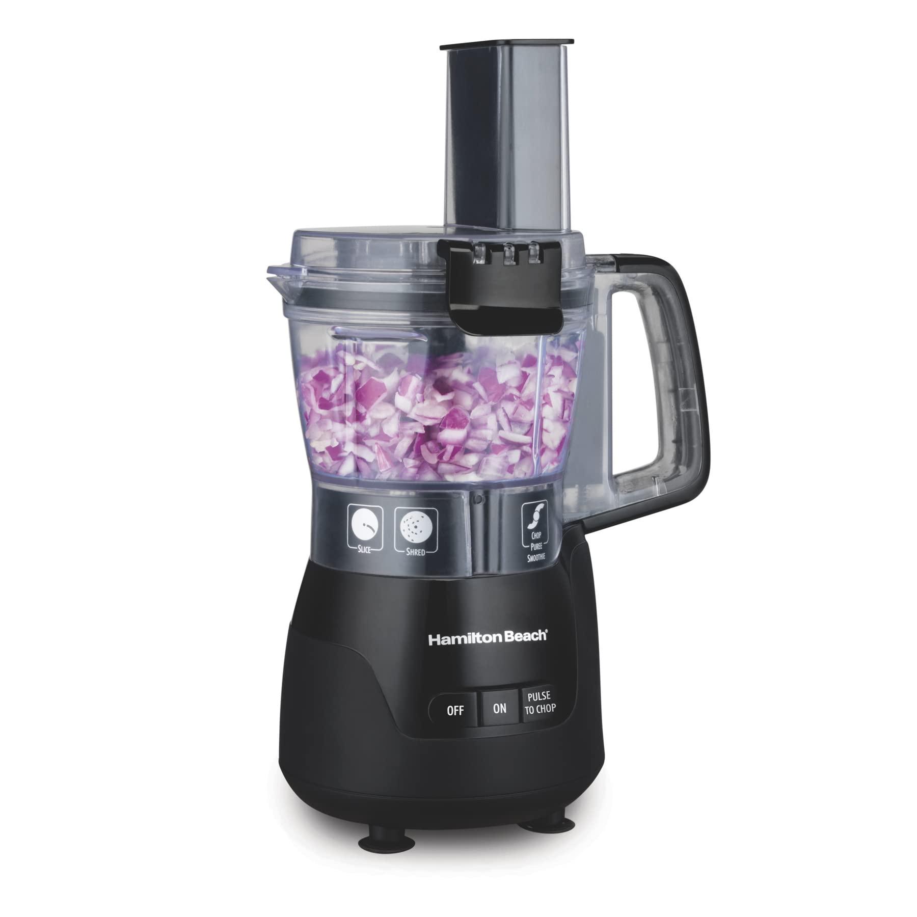 Hamilton Beach Hamilton Beach Stack & Snap 4-Cup Mini Food Processor & Vegetable Chopper, 250 Watts, for Slicing, Shredding, and Puree, Black (70510)