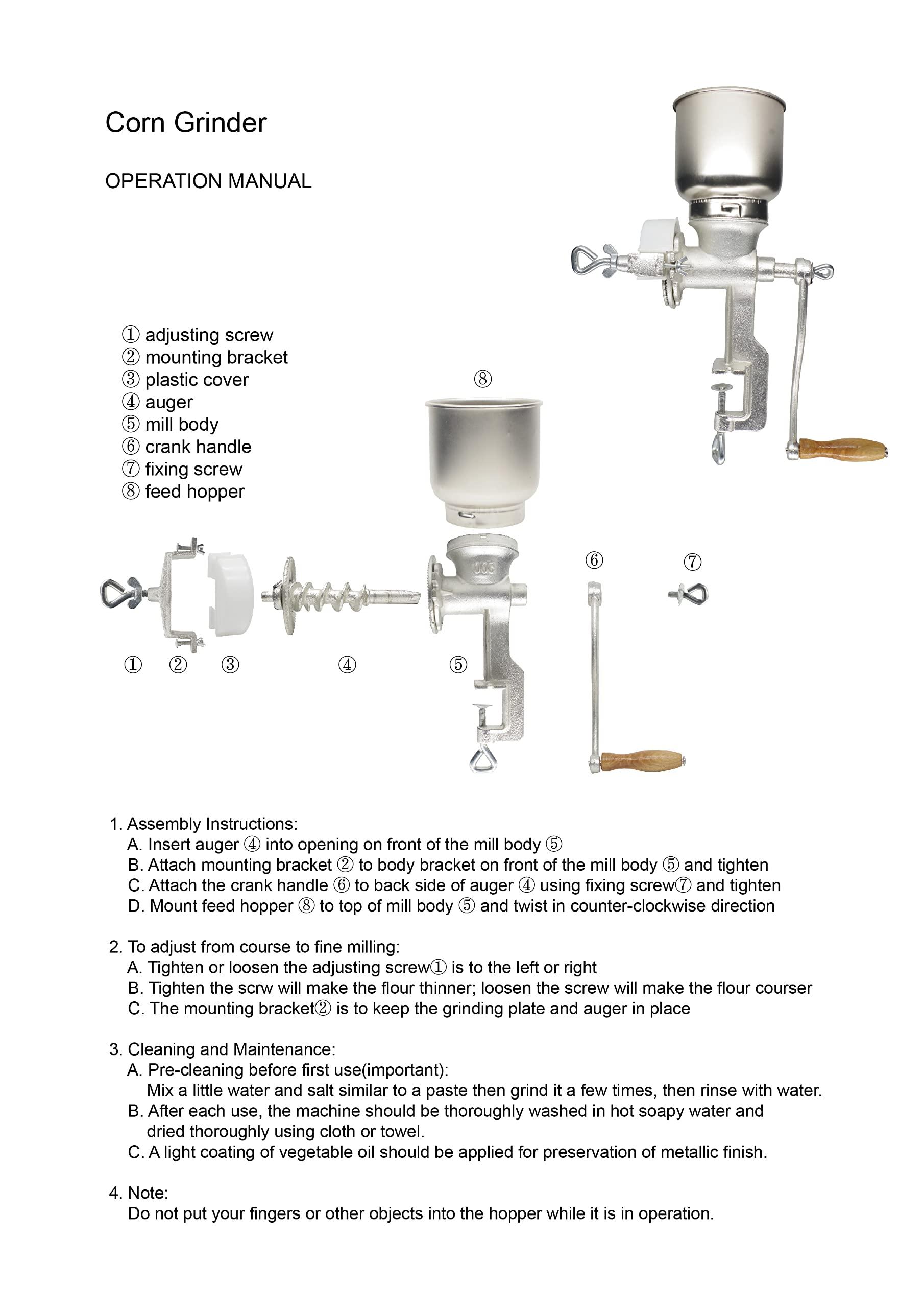 Chefcaptain Premium Quality Cast Iron Corn Grinder For Wheat Grains Or Use As A Nut Mill
