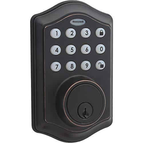 Honeywell Safes & Door Locks Honeywell Safes & Door Locks - Keyless Entry Door Lock with Smart Electronic Keypad Deadbolt - Easy Installation & 50 Different Pin Codes - Auto Lock - Oil Rubbed Bronze - 2.9 x 2 x 6.2 in - 8712409