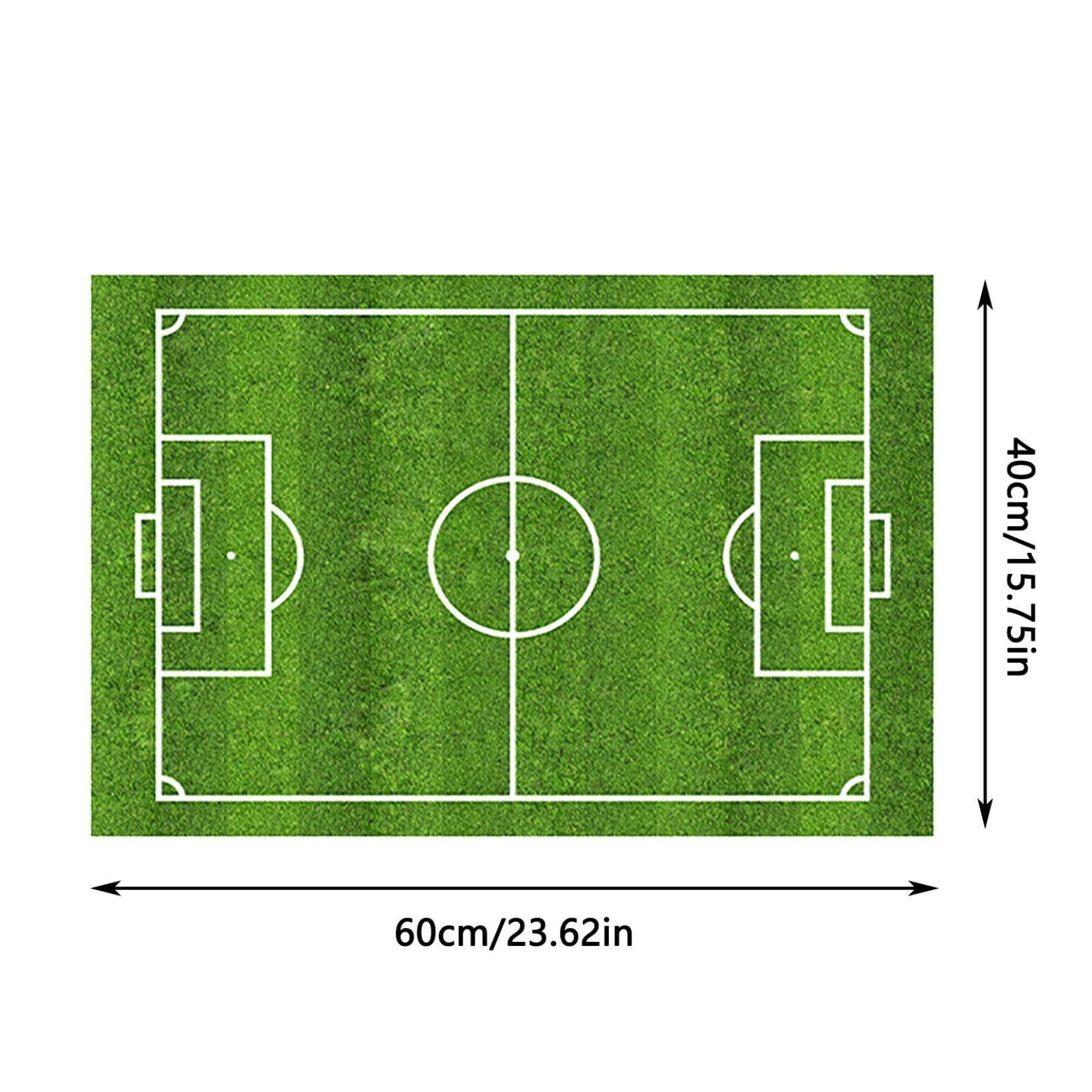 ZeawIEsvbyt Soccer Area Rug, Football Field Carpet Non-Slip Floor Mat Football Stadium Green Grass Painted Line Playmat Runner Rug for Living Room Bedroom (1PC Rug)
