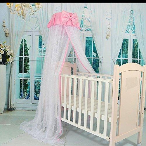 RuiHome RuiHome Dome Style Hanging Baby Mosquito Net Princess Girls Bed Canopy with Pink Bowknot Decor, Netting with Bracket