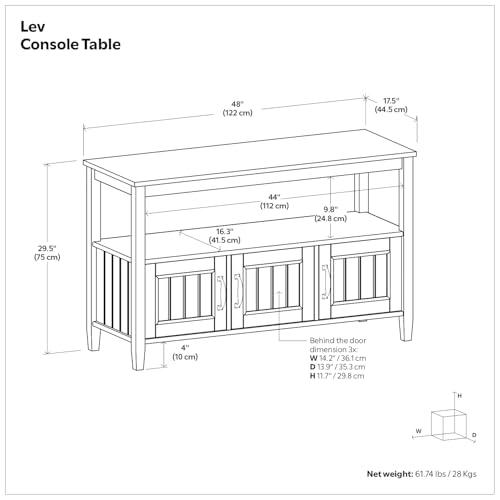 SIMPLIHOME SIMPLIHOME Lev Solid Wood 48 Inch Wide Contemporary Console Table in Smoky Brown, for The Living Room, Entryway and Bedroom