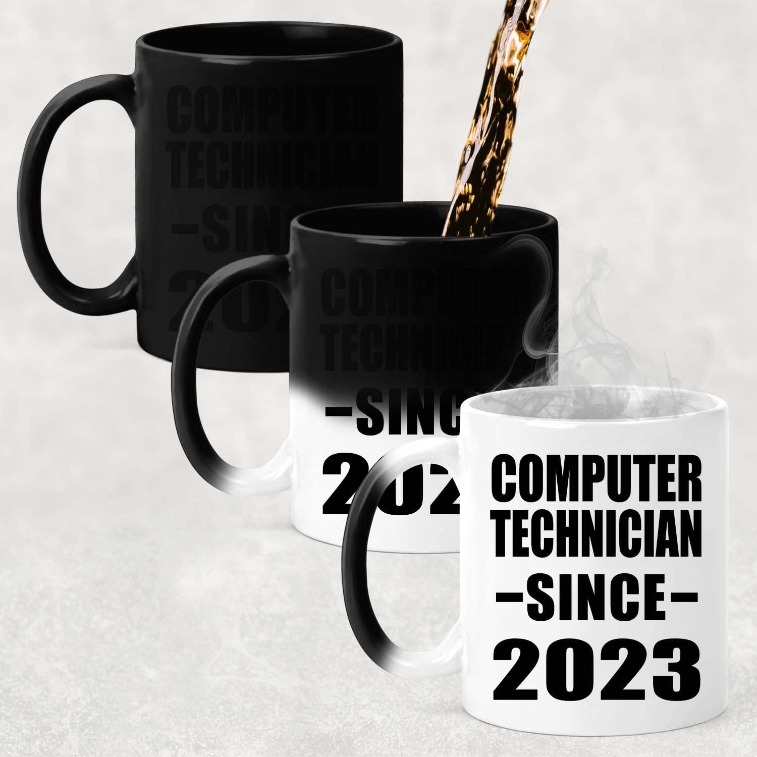 Designsify Designsify Gifts, Computer Technician Since 2023, 11oz Color Changing Mug Ceramic Heat Sensitive Magic Tea-Cup, for Birthday Anniversary Mom Dad Parents Fathers Mothers Day Party, to Men Women Him