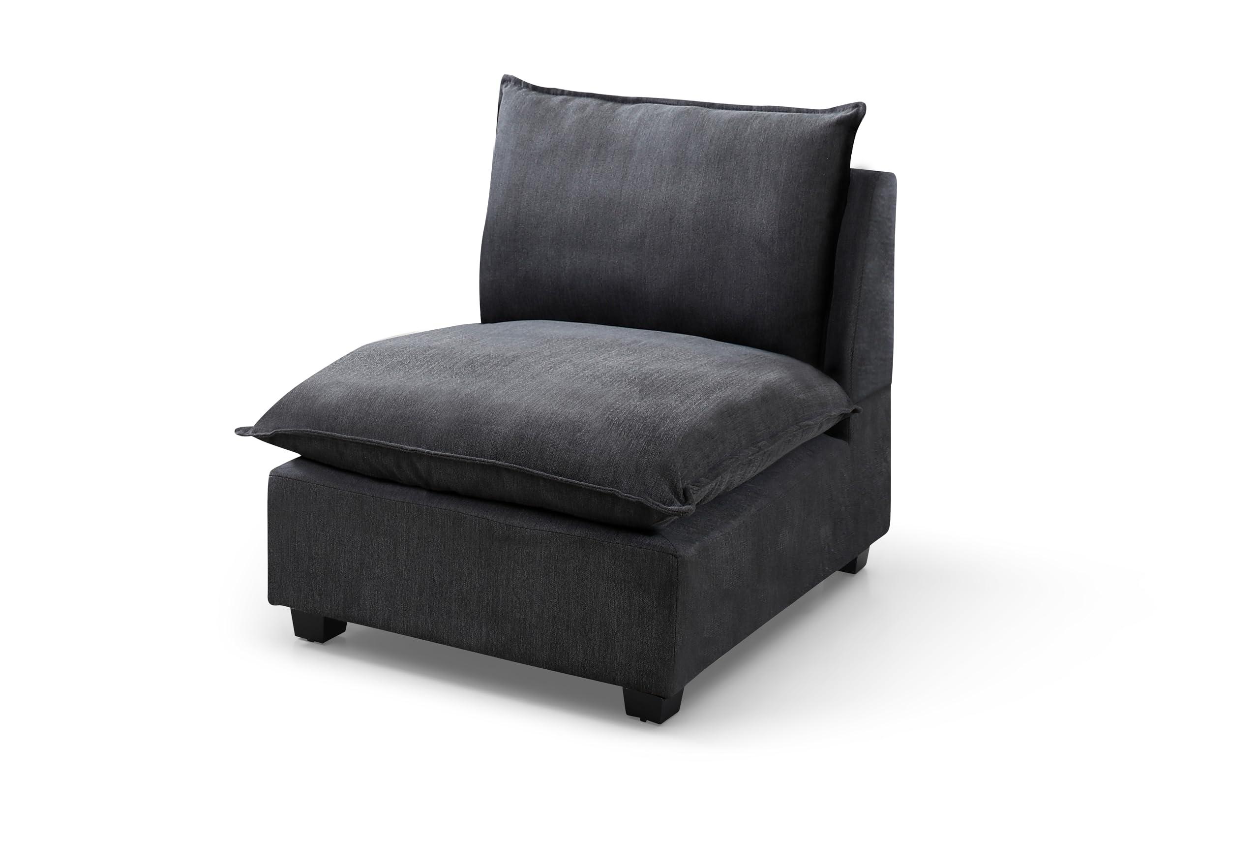 LyuHome 99.3" Modular Sectional Sofa Couch for Living Room, Modern 5-Seat Linen Fabric Sofa Couch Set with Convertible Ottoman,L-Shape Sofa Freely Combinable Sofa for Home Apartment Office, 2 Pillows, Grey