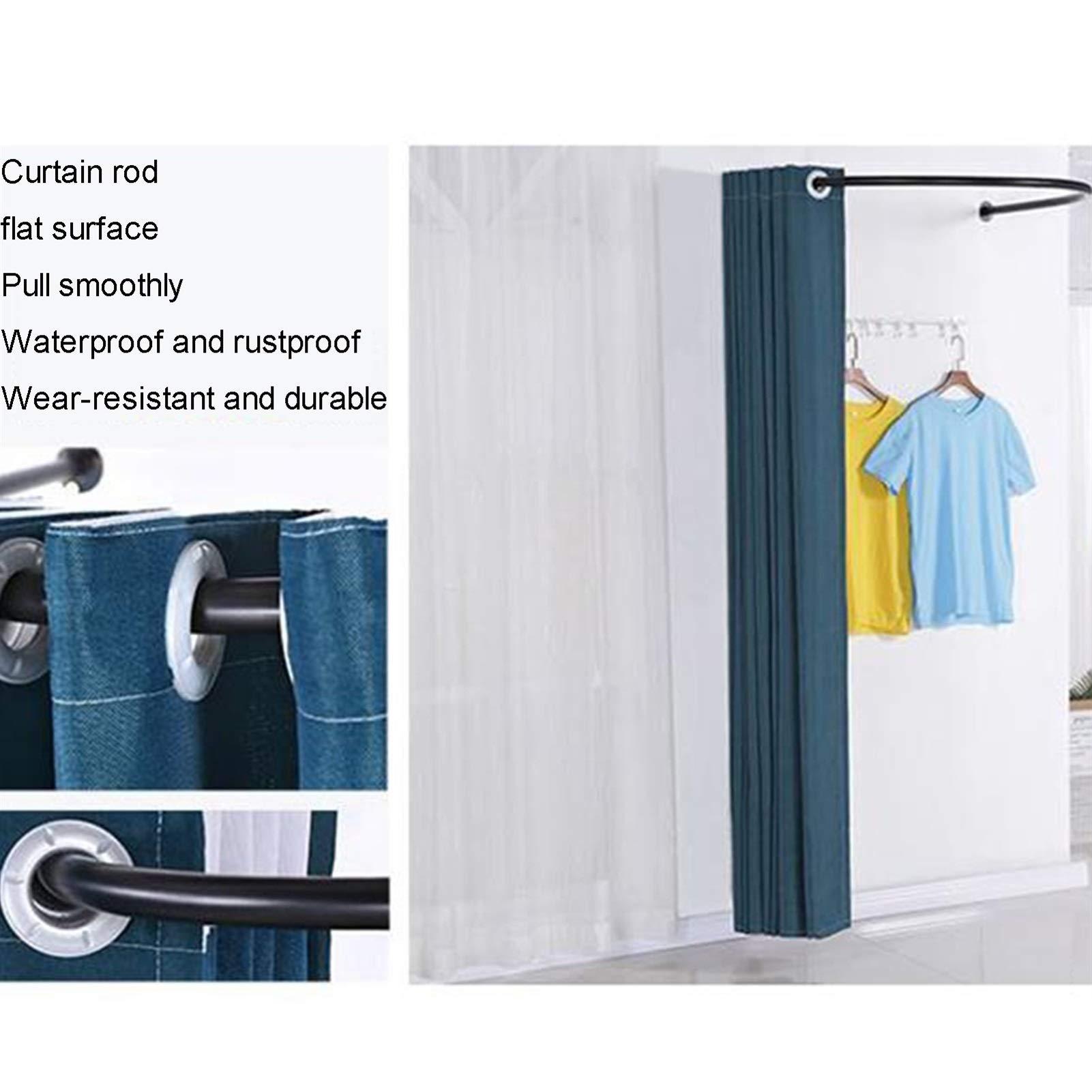 YXYECEIPENO YXYECEIPENO Dressing Room Display Rack Fitting Room Wall Installation Fitting Partition Curtain U-Shaped Frame Design, 25mm Diameter Pipe Dressing Room Curtain Kit and Metal Frame Shelves