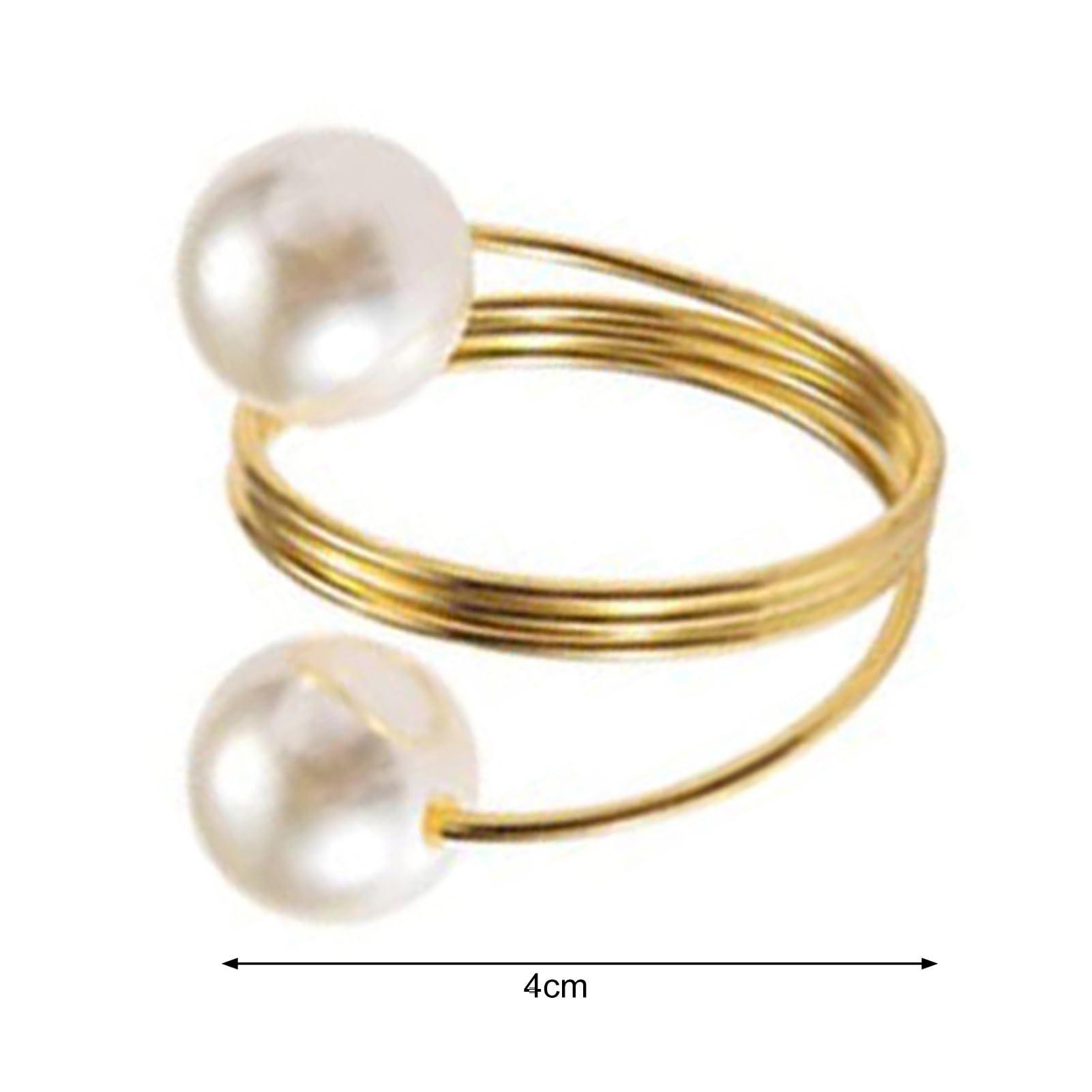 lamphle lamphle 12/20Pcs Faux Pearl Napkin Rings Set,Stainless Steel Gold Napkin Ring Buckles Metal Spring Napkin Holder Wedding Birthday Table Decoration Rose Gold 12pcs