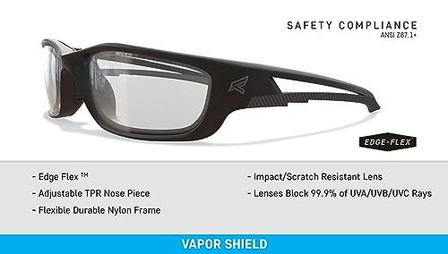 EDGE Edge SK-XL111VS Kazbek XL Wrap-Around Safety Glasses, Anti-Scratch, Non-Slip, UV 400, Military Grade, ANSI/ISEA & MCEPS Compliant, XL Wide Fit, Black Frame/Clear Lens