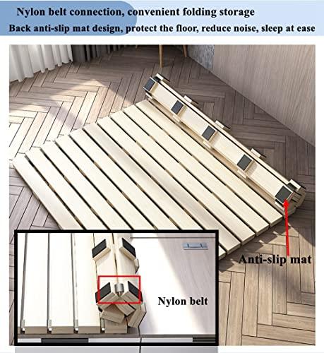 LOBOTOU LOBOTOU Breathable Moisture-Proof Bed Plate, Guest Tatami Mat,Wood Roll-Type Slatted Bed Japanese Floor Futon Mattress, Floor Sleep Bedding (Full)