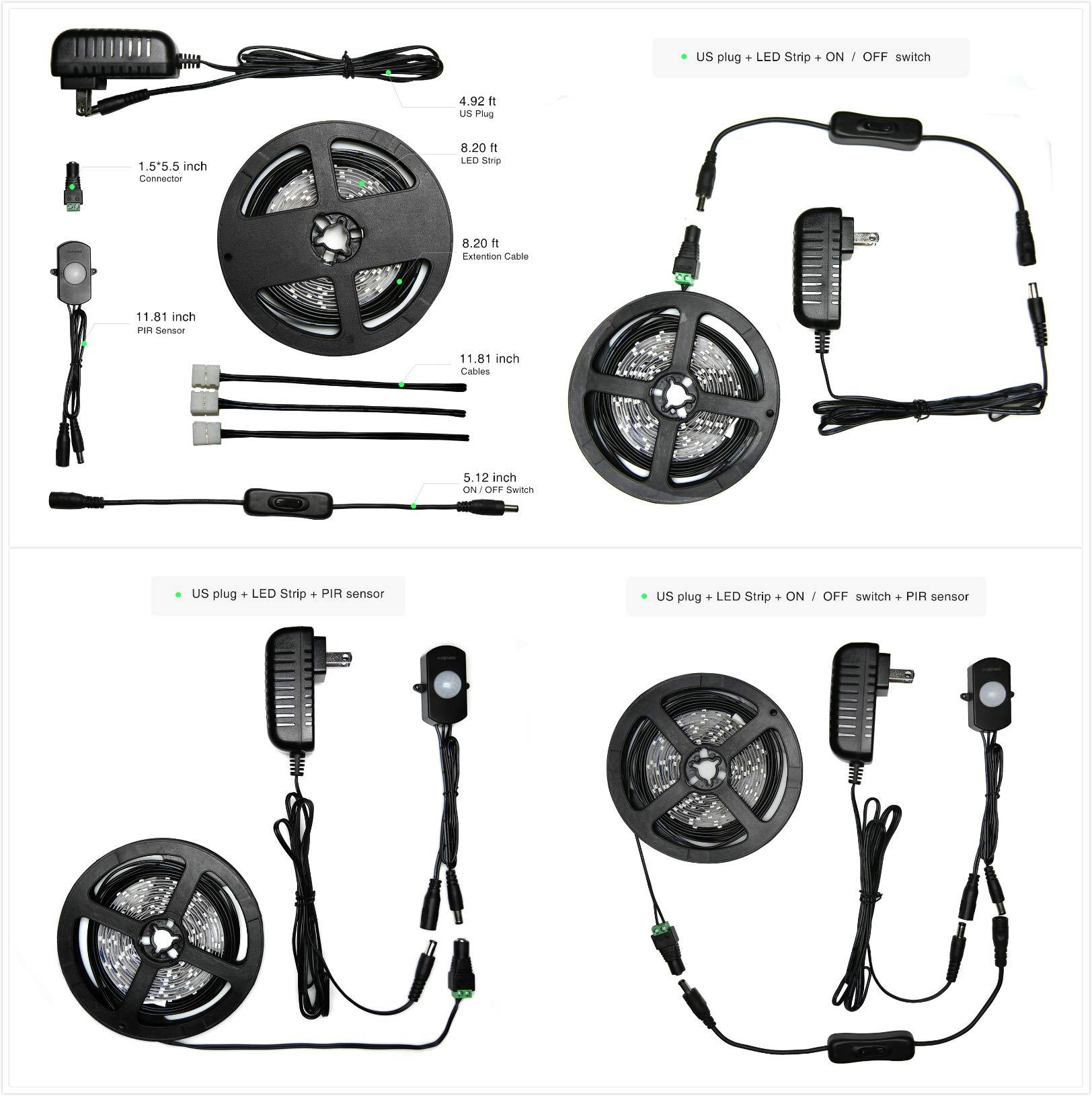 Sensky Sensky 19.7ft/6m Motion Activated LED Strip Light Kit Flexible LED Strip Motion Sensor for Bedroom, Gun Safe, Under Cabinet, Under Bed, Pantry, Kitchen, Stairway, Closet(Warm White,Upgraded Version)