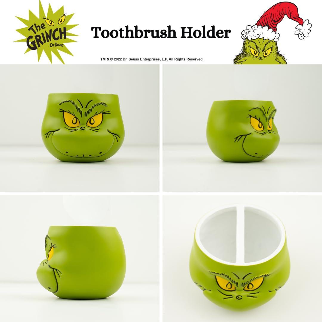 Franco Collectibles Dr. Seuss\' The Grinch Holiday Christmas Toothbrush Holder - Makeup Brushes/Pens Tumbler, (Officially Licensed Product) by Franco