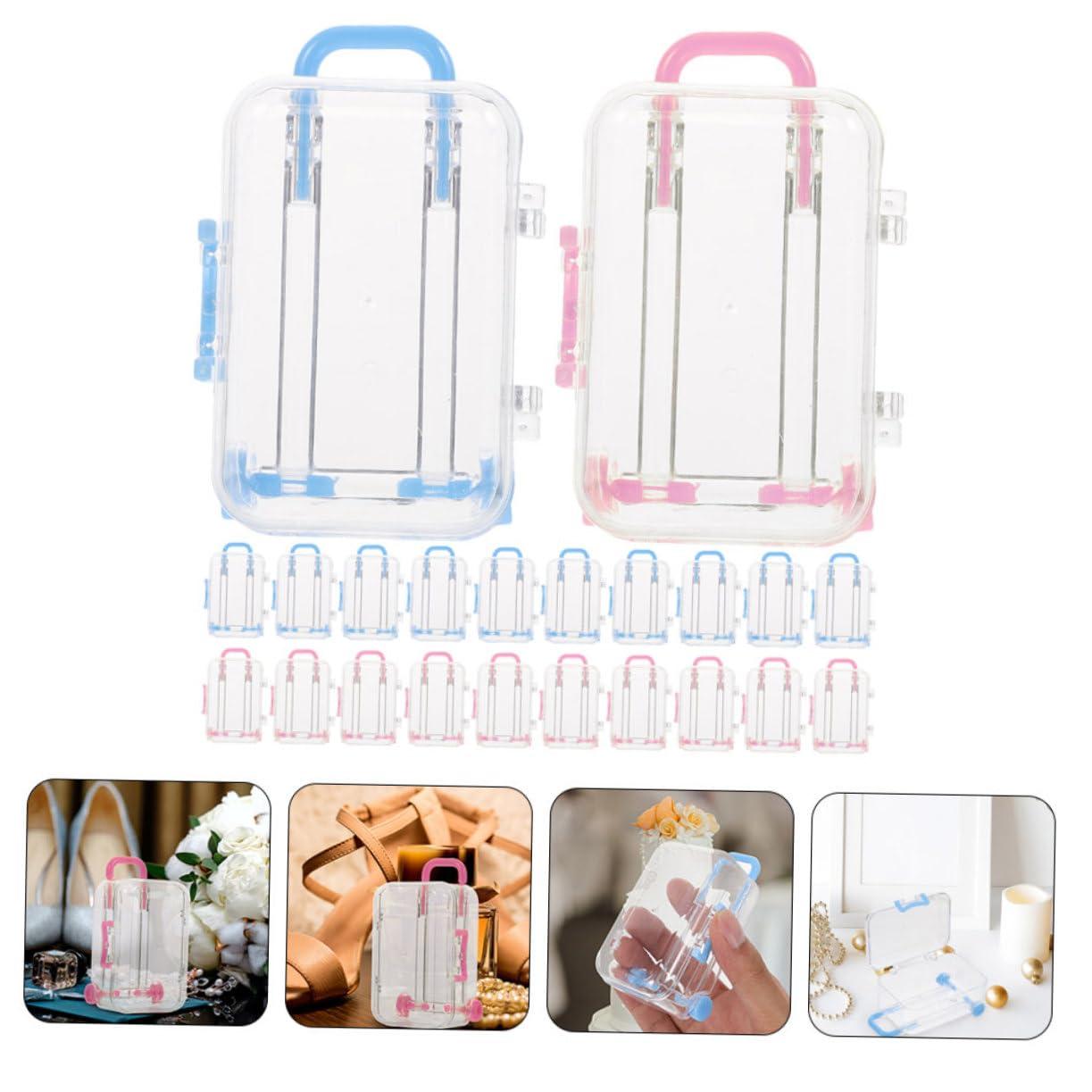 Outanaya Outanaya 24pcs Box Trolley Case Wedding Candies Box Suitcase Party Decorations Bridal Decorations Mini Candy Boxes Sucase Favor Boxes for Wedding Trolley Case for Wedding Clear Ornaments