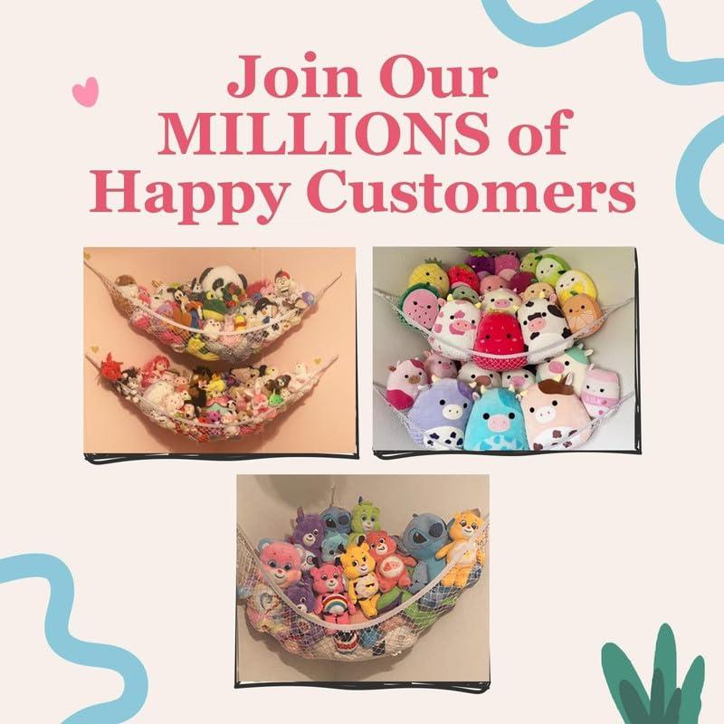 Lilly's Love Lilly\'s Love Stuffed Animal Hammock | Corner Hanging Organizer, Toy Storage, Stuffed Animal Storage | Easy to Hang Plushie Net w/Included Anchors & Hooks | Cute Room, Bedroom & Home Decor (White)