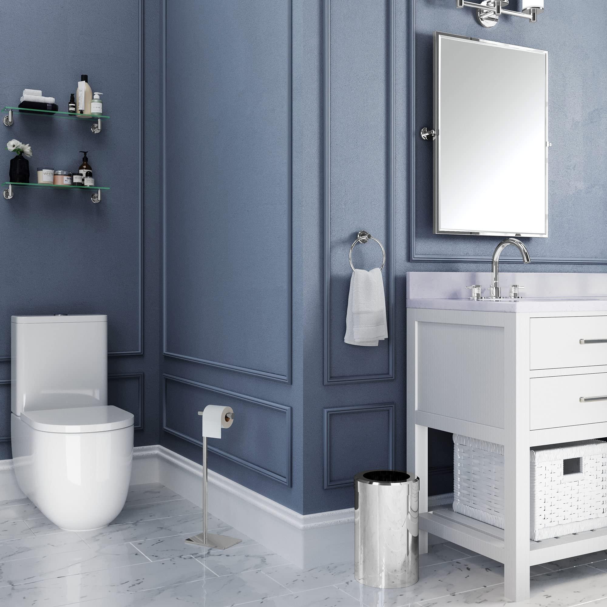 Gatco Gatco 1431C Modern Rectangle Base Freestanding Toilet Paper Holder, 21.25\" Chrome with Weighted Base