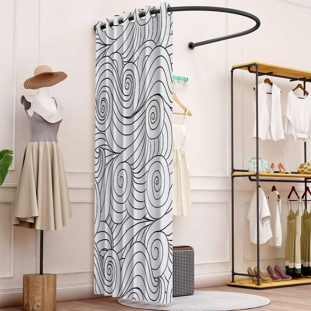 NEW1-ART Retro Ocean Wave Black Out Curtains Drapes for Bedroom Study Room,1 Panel,(W) 51 X (H) 51 Inches