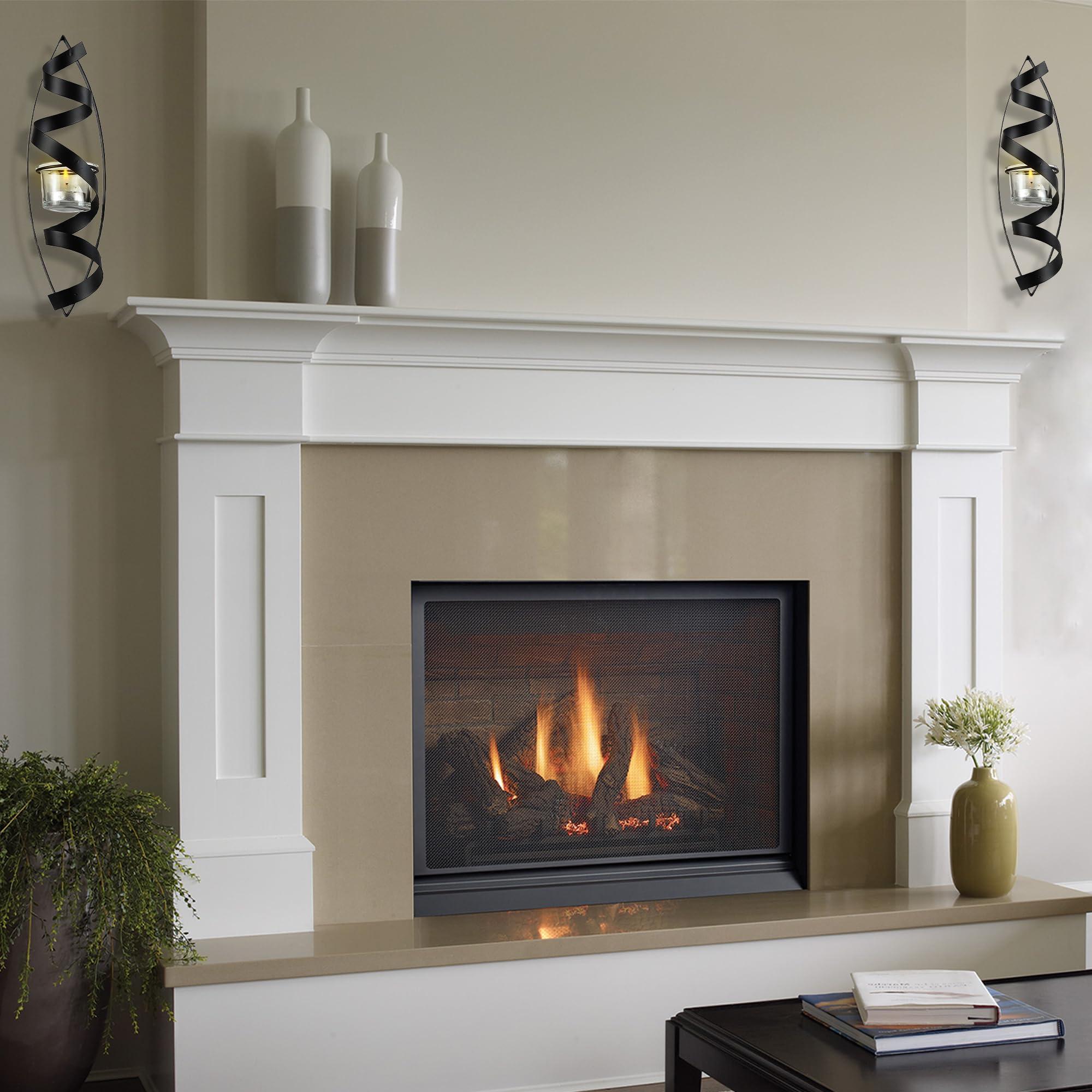 Lily's Home Lilys Home Tealight Candle Wall Sconces, Spiral Ribbon Iron Metal Art Decoration. Ideal for Wall, Hallways, Living Room.Fit for Wedding, Party and Daily Home Decoration.12 Inch Long. Black, Set of 2.