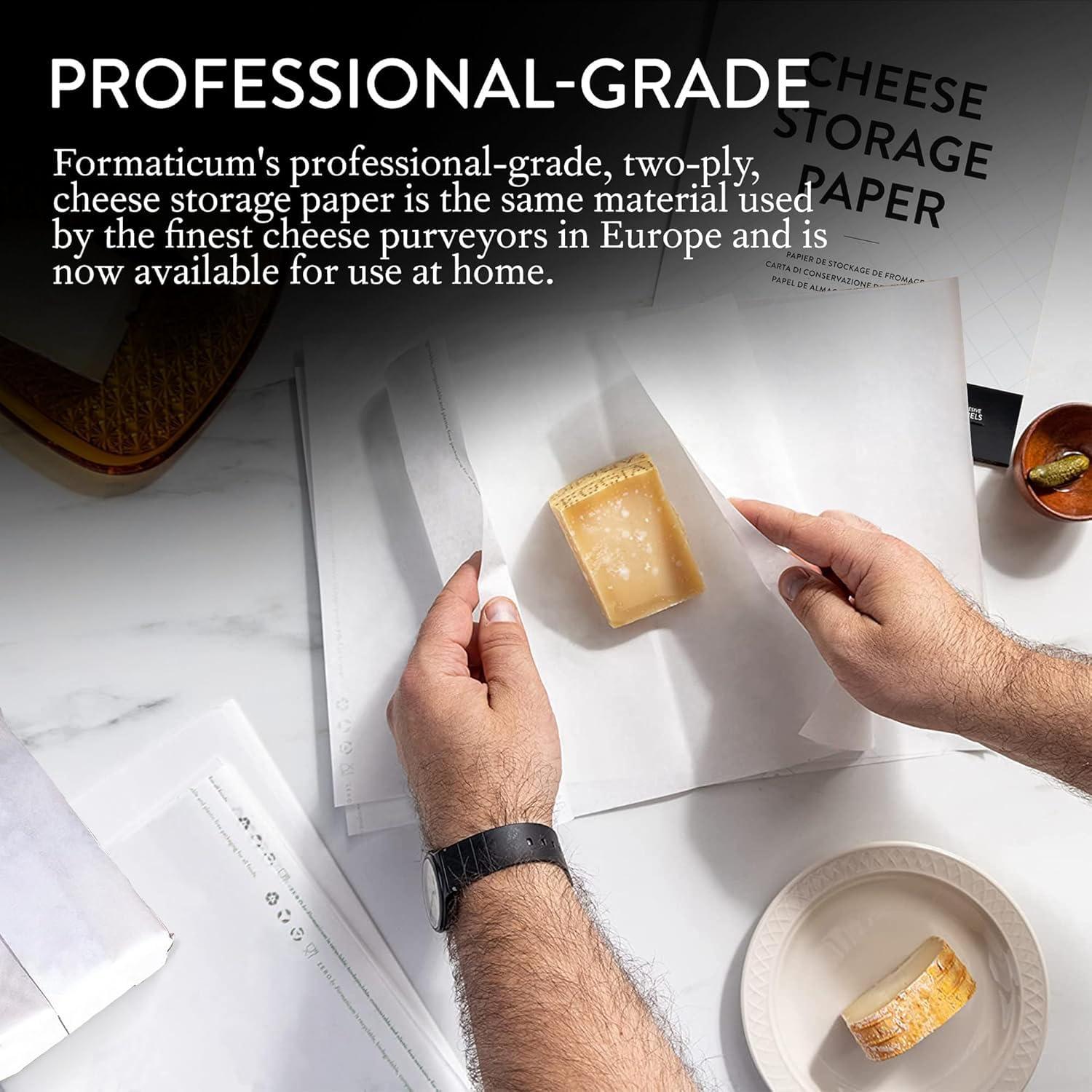 Formaticum Formaticum Cheese Storage Wax Coated Paper - Porous Wax Sheets From France - Keep Cheese or Charcuterie Fresh - Professional Grade Cheese Paper for Wrapping Cheese - 11 x 14 (15 Sheets with Labels)