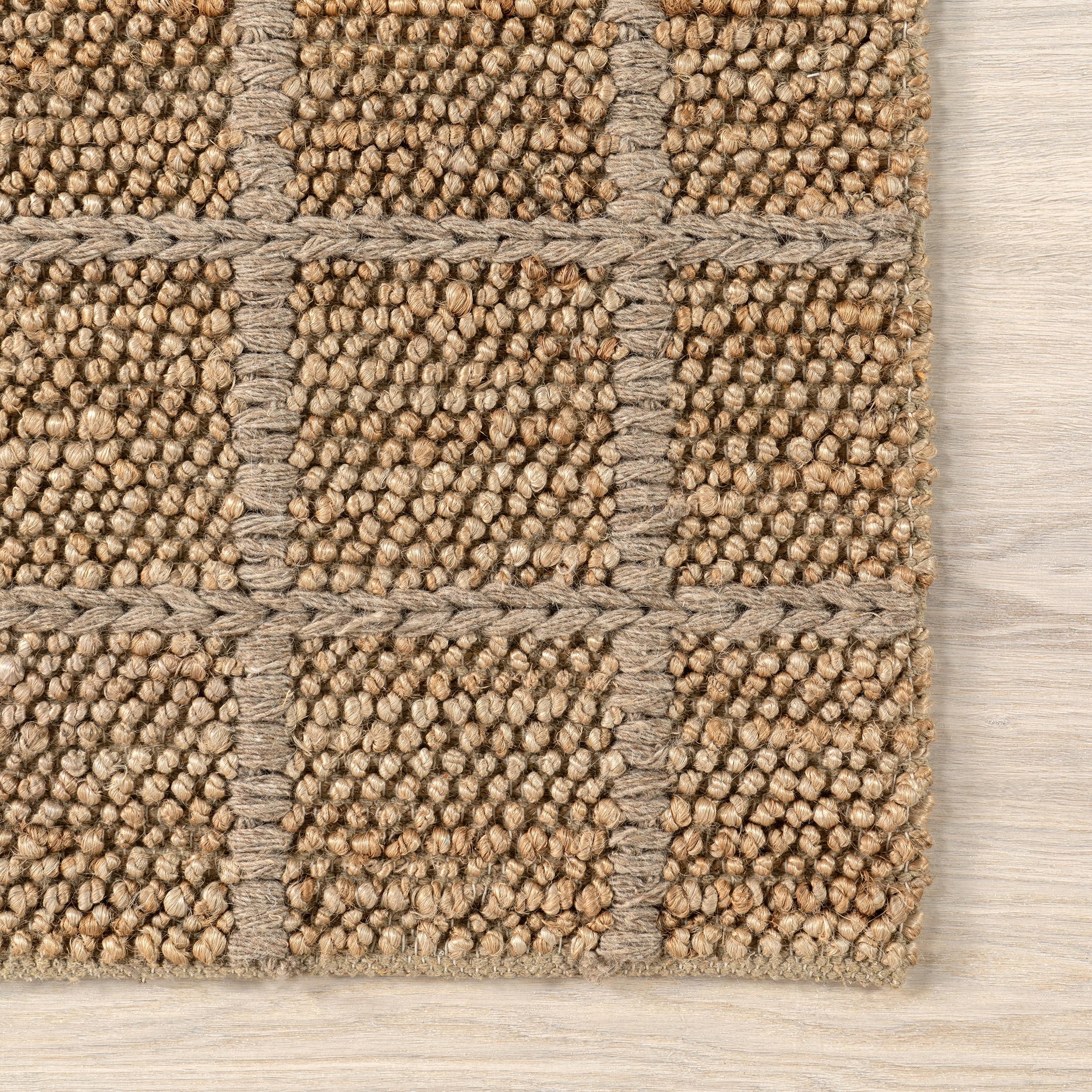 Rugs USA Rugs USA x Arvin Olano Penni Checked Jute and Wool Area Rug, 9x12, Natural