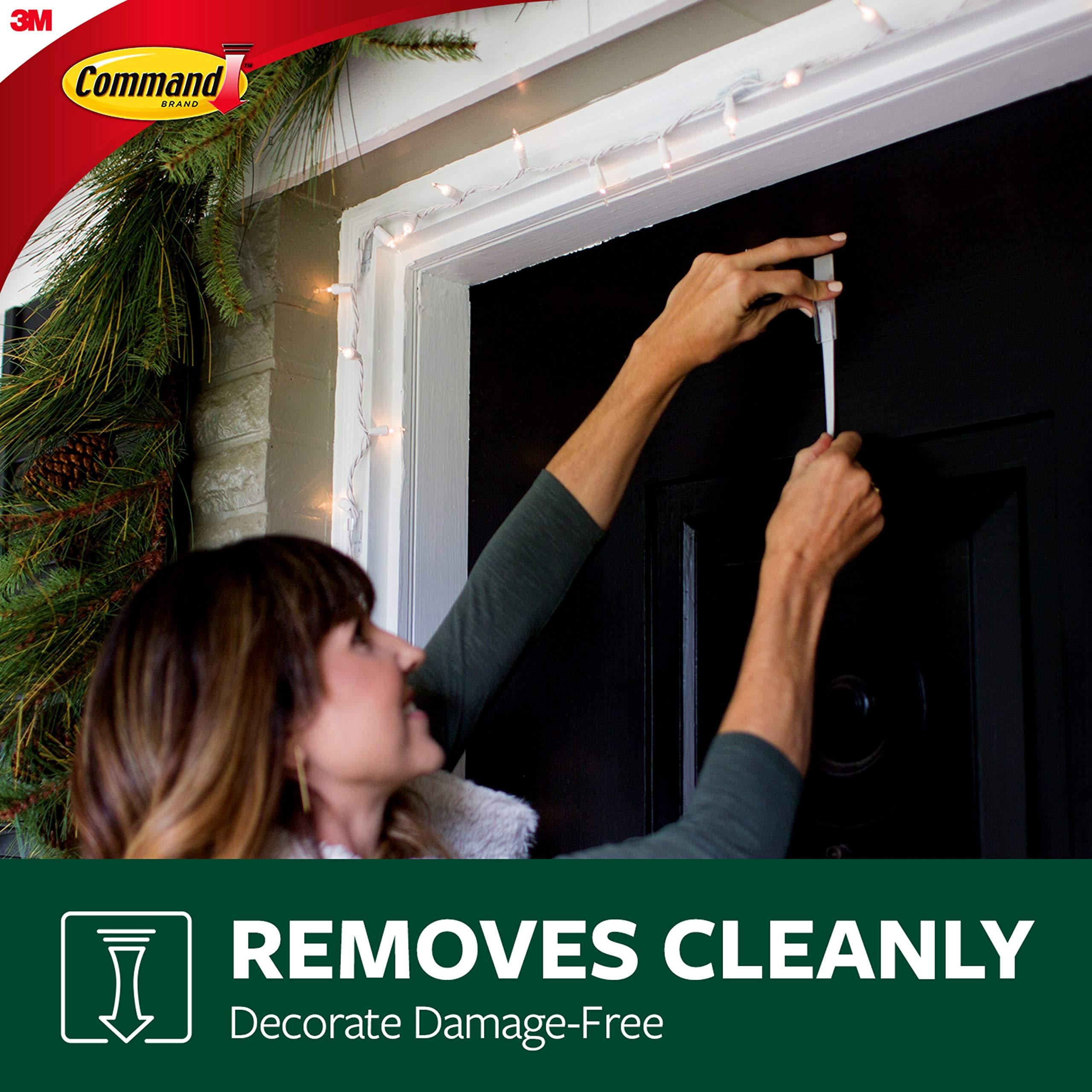 Command Command Outdoor Terrace Hooks, 2 Hooks and 4 Command Strips, Damage Free Hanging Wall Hooks for Hanging Christmas Decorations with Weather Resistant Strips, Holds up to 3 lb