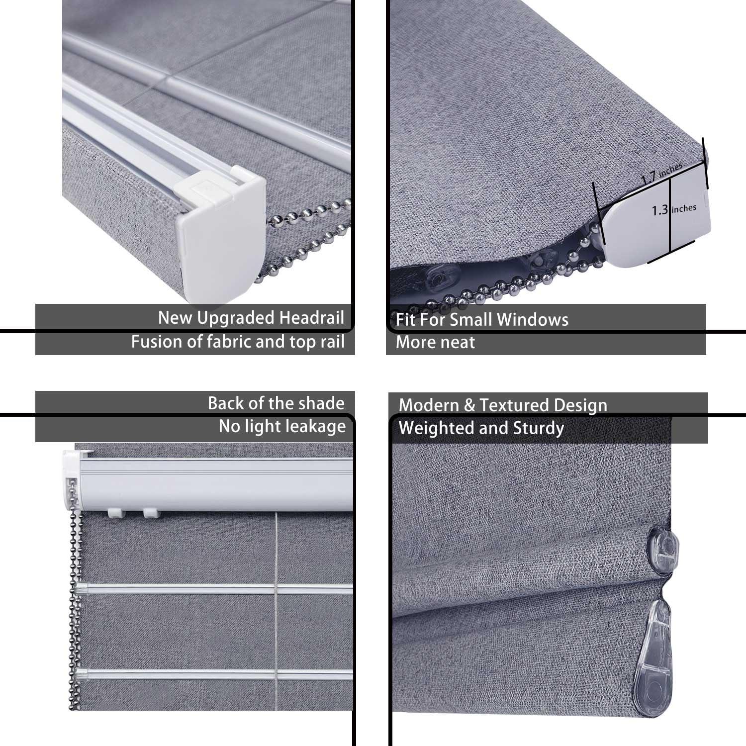 TINFONBLY TINFONBLY Blackout Custom Roman Shades for Windows, Thermal Insulated Sunlight Blocking Window Blinds for Home Office, Privacy French Door Shade, 68" W x 52" H Sandy Brown, Easy Install