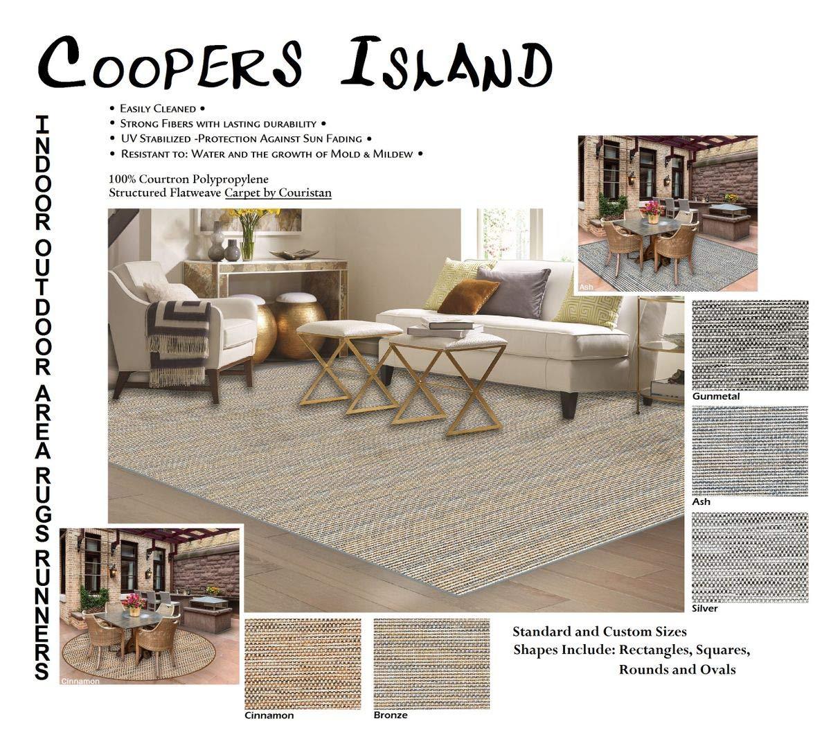 KOECKRITZ 10'x12' - Bronze, Summer Sensations Collection - Premium Indoor/Outdoor Custom Made Rugs & Runners | Cooper Island Carpet by Couristan. Balconys, Patios, Decks, Poolside & More!