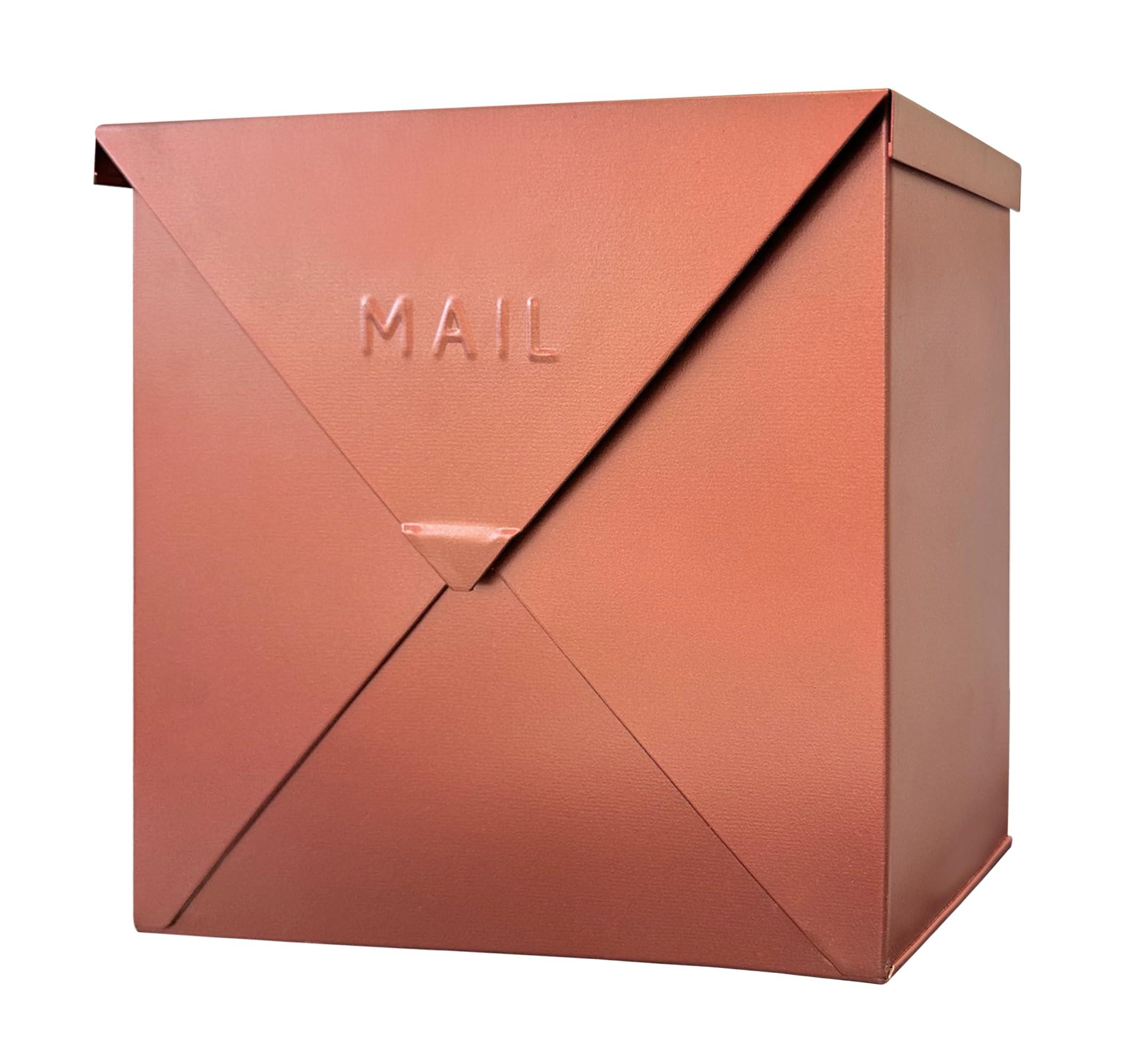 NACH NACH Mailboxes for Outside Wall Mount, 10 x 10 x 4 inch Copper Mail Boxes for House Outside, Waterproof Mailboxes for Outside - Chicago Style Mail Box
