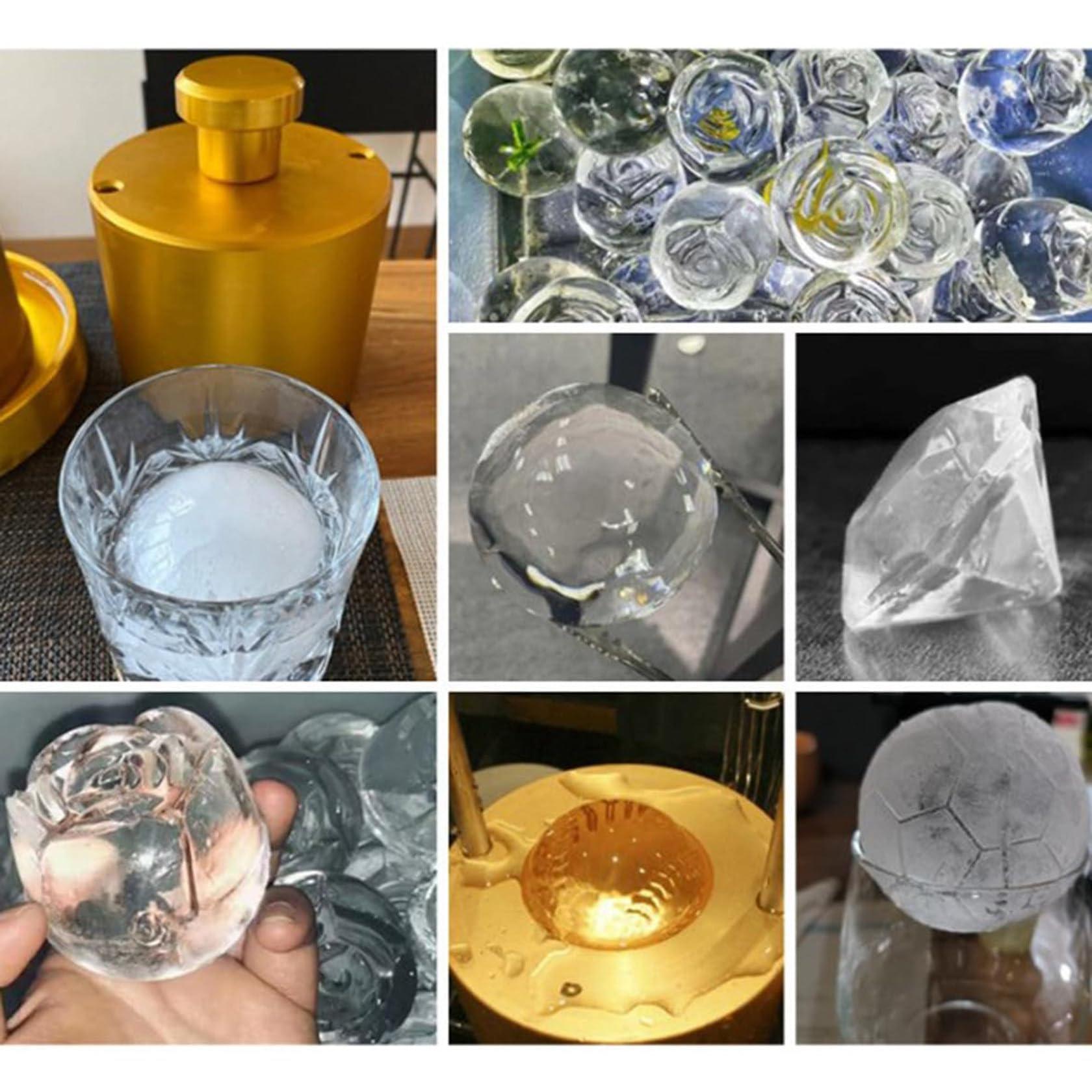 MiBoce Diamond Ice Maker, Round Ice Cube Mold, 30-70mm Multi-Purpose Cocktails Ice Ball Press Mold, Complete Shape, for Pubs, Clubs, Restaurants, Cafes, Bar