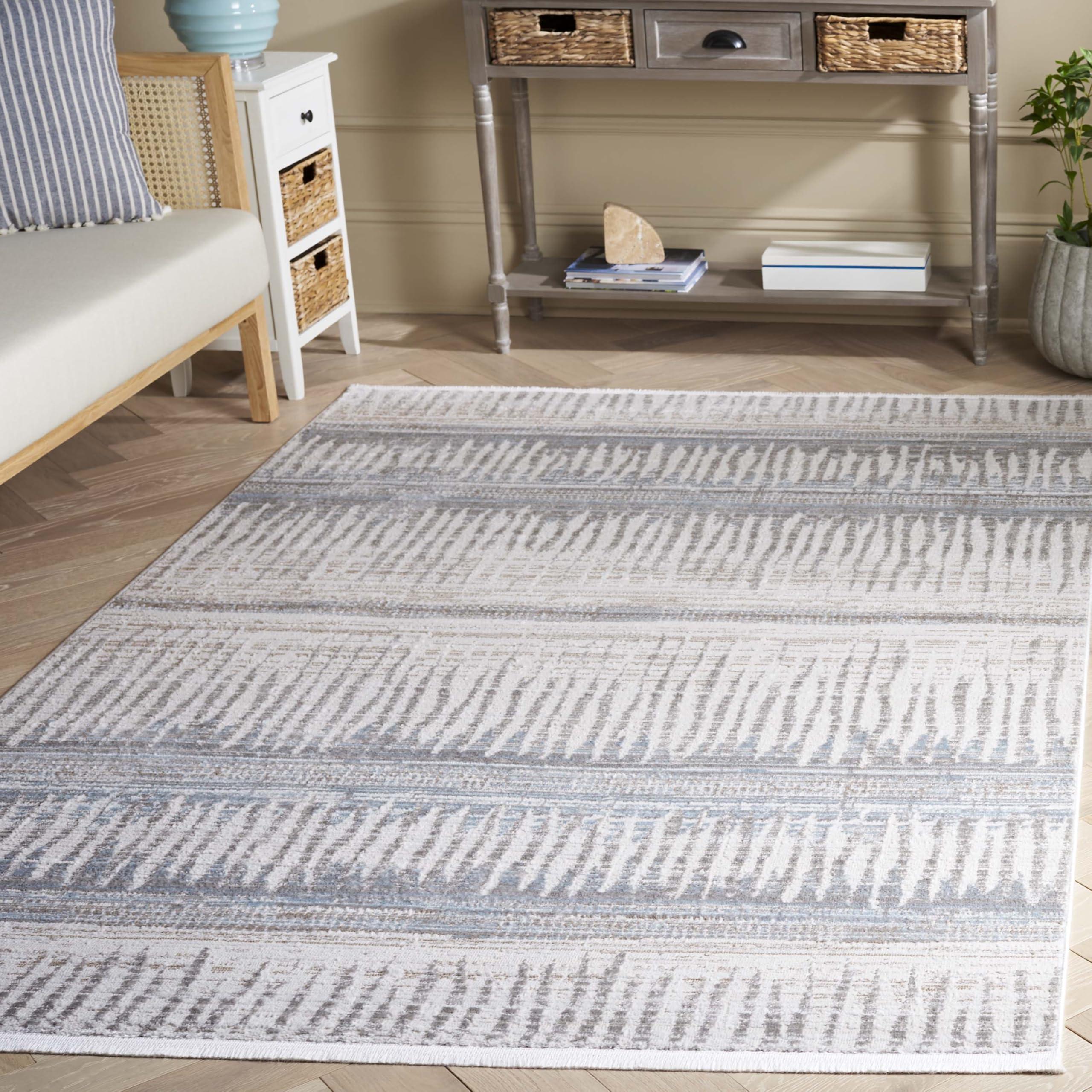 Safavieh SAFAVIEH Mila Collection Area Rug - 5' x 7'6", Beige & Blue, Non-Shedding & Easy Care, Ideal for The Living Room, Bedroom, Dining Room (MIL234B-5)