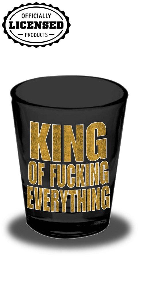 JUST FUNKY JUST FUNKY King of Fucking Everything Gold Foil-Printed Shot Glass Gift, 1.5oz Black