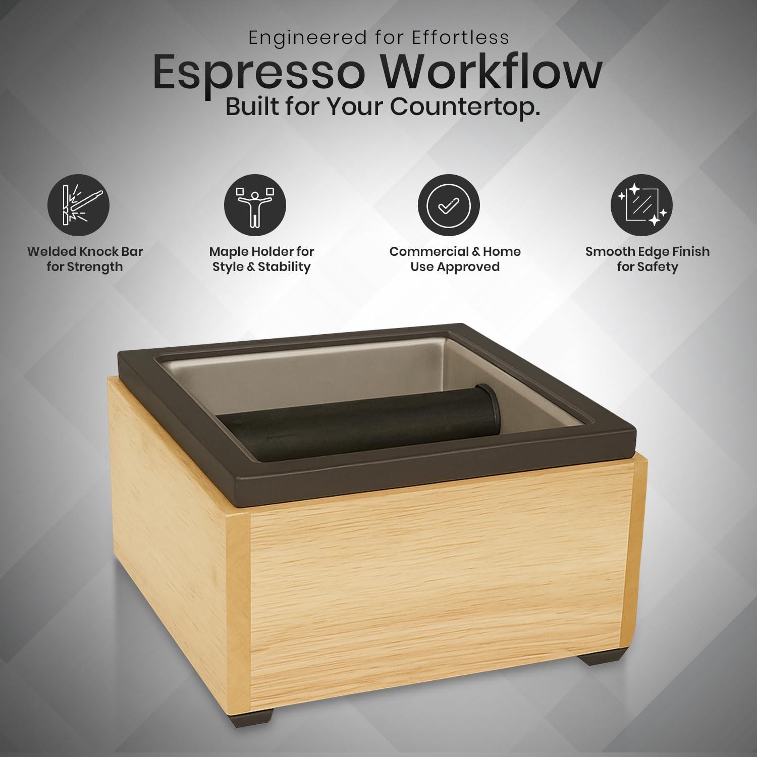 Rattleware Rattleware Stainless Maple Holder Knock Box - Perfect for Home, Cafe, Restaurant, Hotel, Office, or Commercial Establishment - Heavy Duty Knock Box Trusted By Baristas Worldwide (6 x 5.5 x 4)