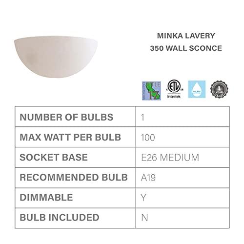 Minka Lavery Minka Lavery Wall Sconce Lighting 350, White Ceramic Wall Lamp Fixture, 1 Light, 100 Watts, White