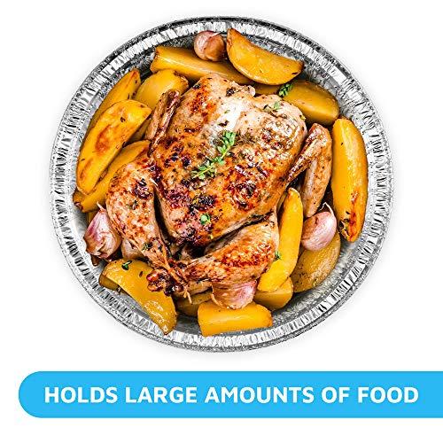 MontoPack MontoPack 9” Round Aluminum Foil Pans | Disposable Containers with Straight Walls for Storing, Serving, Baking & Reheating | Freezer and Oven Safe, Recyclable, USA-Made | 50-Pack of Tins for Meal Prep