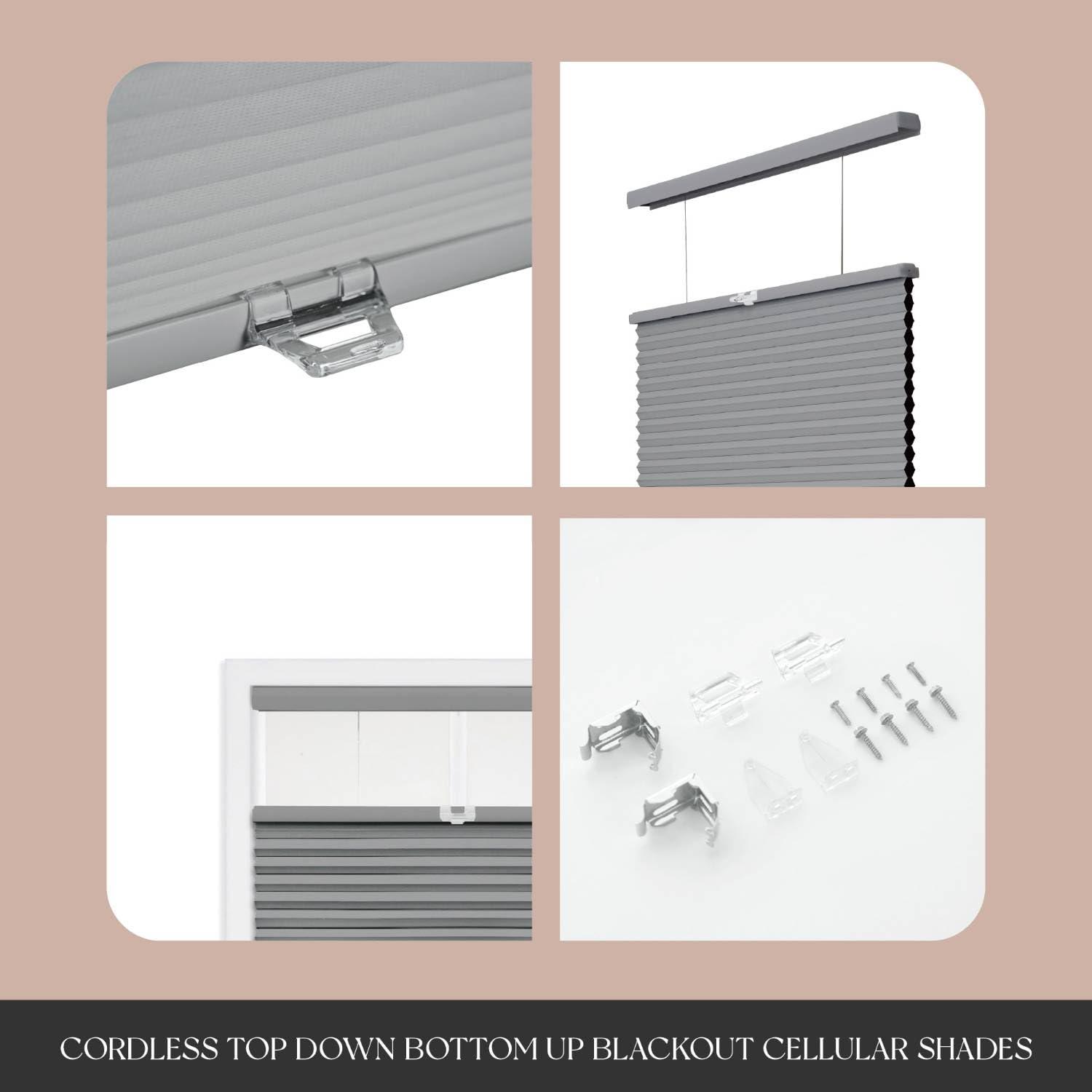 Regal estate 12BOTTLE Cordless 1.5" Blackout Top Down Bottom Up Cellular Shades,52" W x 48" H, Window Blinds for Energy Saving, Gray, Indoor Window Blinds, Shades for Bedroom, Living Room by REGAL ESTATE