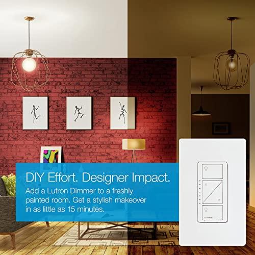 Lutron Lutron Caseta Smart Lighting Original Dimmer Switch, for Light Bulbs, Works w/ Alexa, Apple Homekit, Google Home (Hub Required), 150W Single-Pole/3-Way, No Neutral Required, PD-6WCL-WH, White