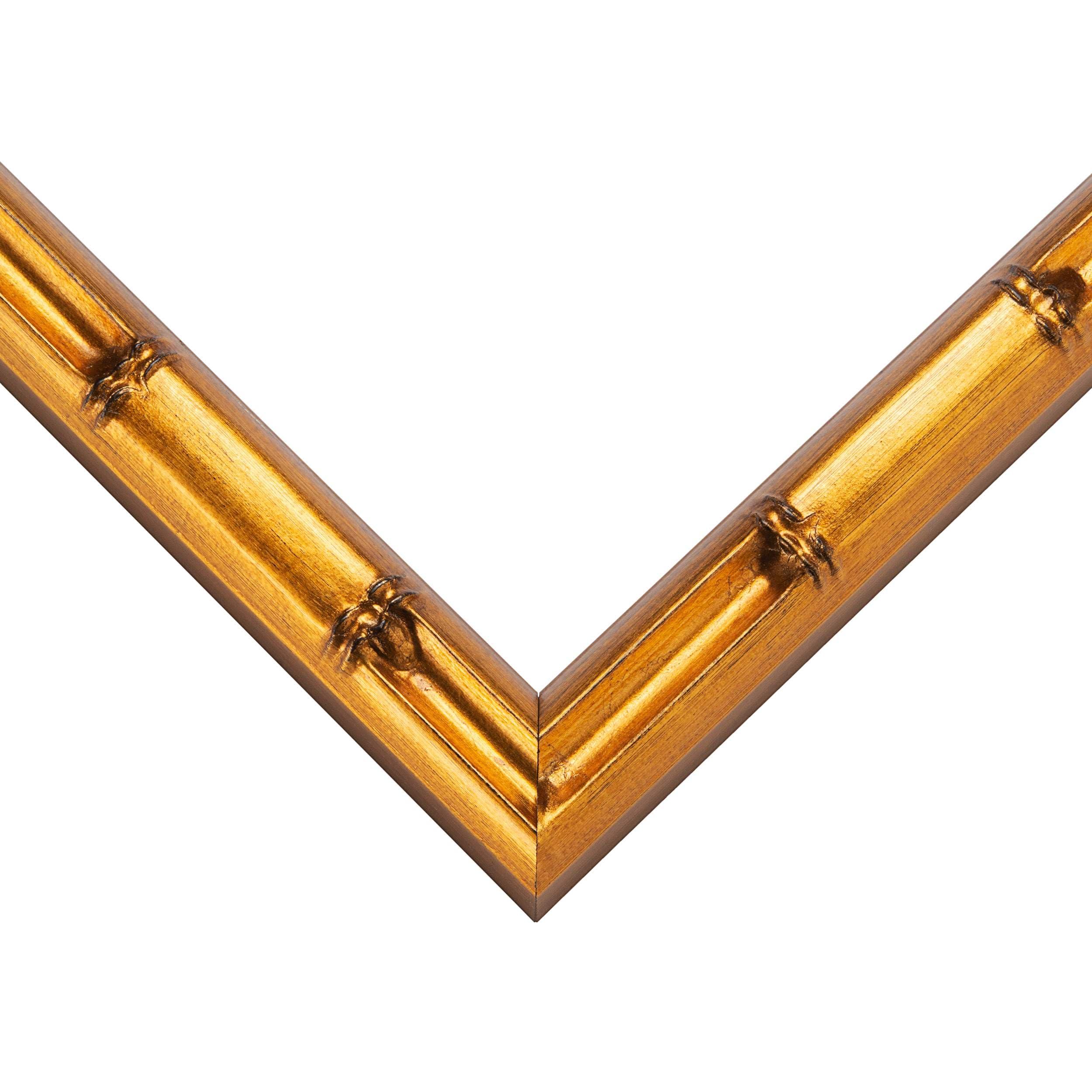 CustomPictureFrames.com 27x35 Frame Gold Bamboo Solid Wood Picture Frame | 1 Inch Moulding Width | Interior Frame Depth 0.75 Inches | Complete with UV Acrylic Plexiglass, Foam Board Backing & Hanging Hardware