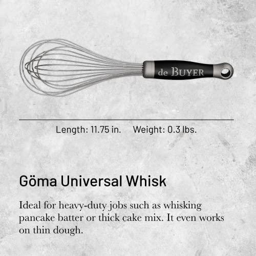 De Buyer de Buyer GOMA Universal Whisk - 11.75” - Ideal for Commercial & Home Kitchens - Designed for Heavy, Frequent Use - Ergonomic & No-Slip Grip - Dishwasher Safe