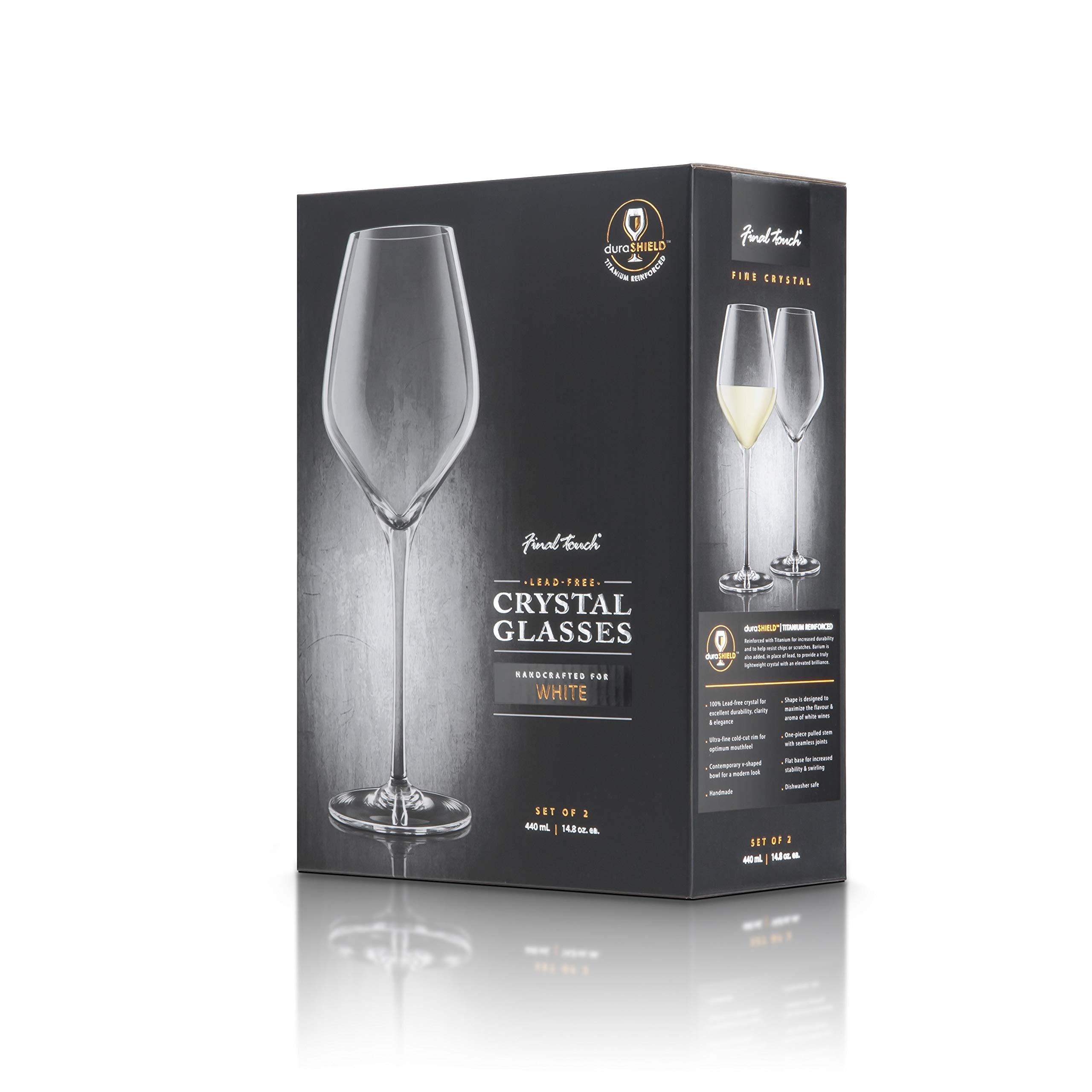 Final Touch Final Touch White Wine Glasses - Set of 2 Lead-Free Crystal - DuraShield Titanium Reinforced Handcrafted (LFG1212)
