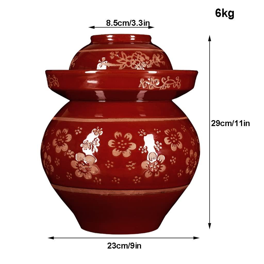 TUOENO Large Pickle Jar Fermenting Jar Chinese Fermentation Crock Fermentation Tank with Water Seal Lid for Pickling Kimchi Sauerkraut Honey Container, Food Serving Storage (Size : 6kg)