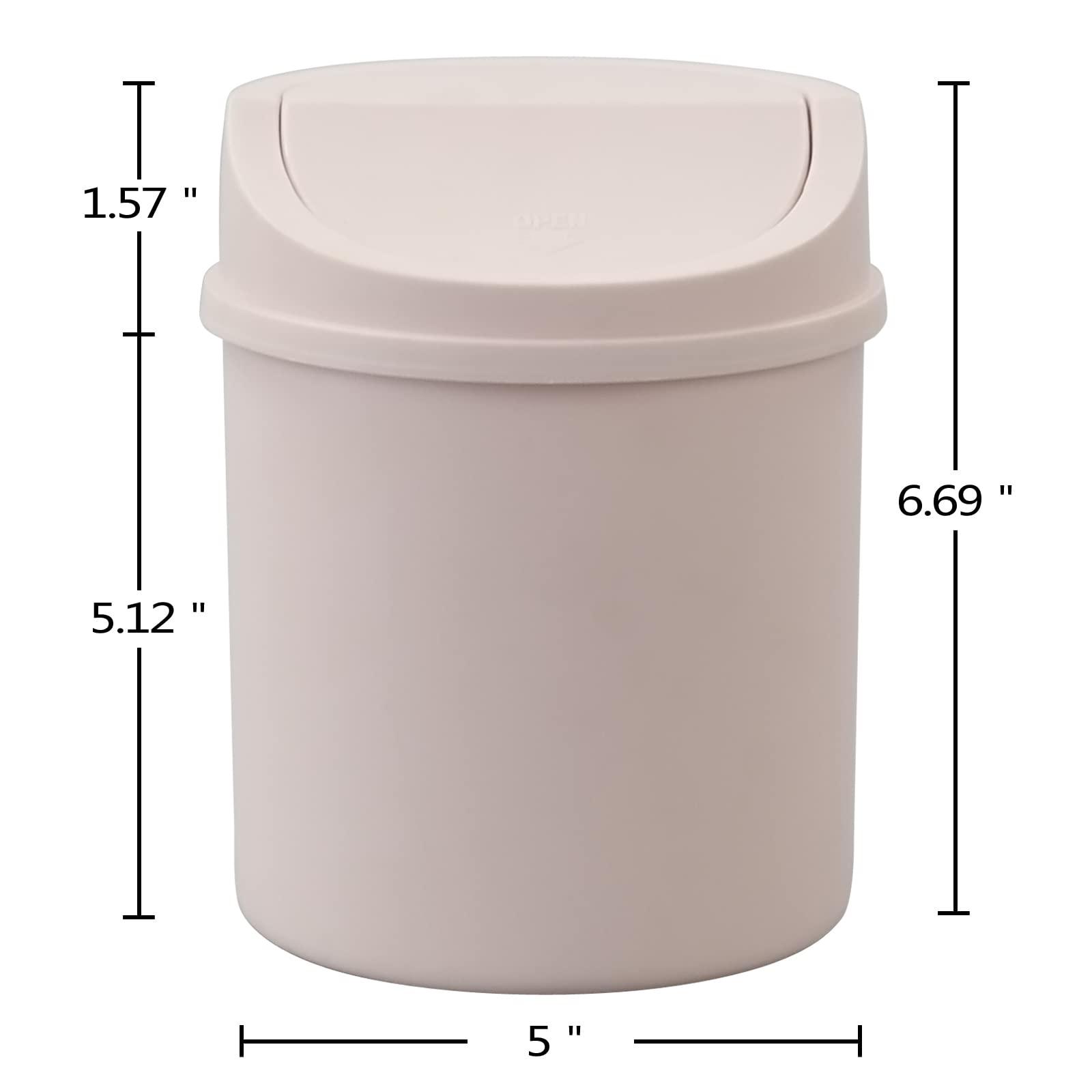 Lesbin Lesbin 2 L Plastic Mini Desktop Trash Can with Swing Lid, Tiny Swing Top Garbage Can, Pink