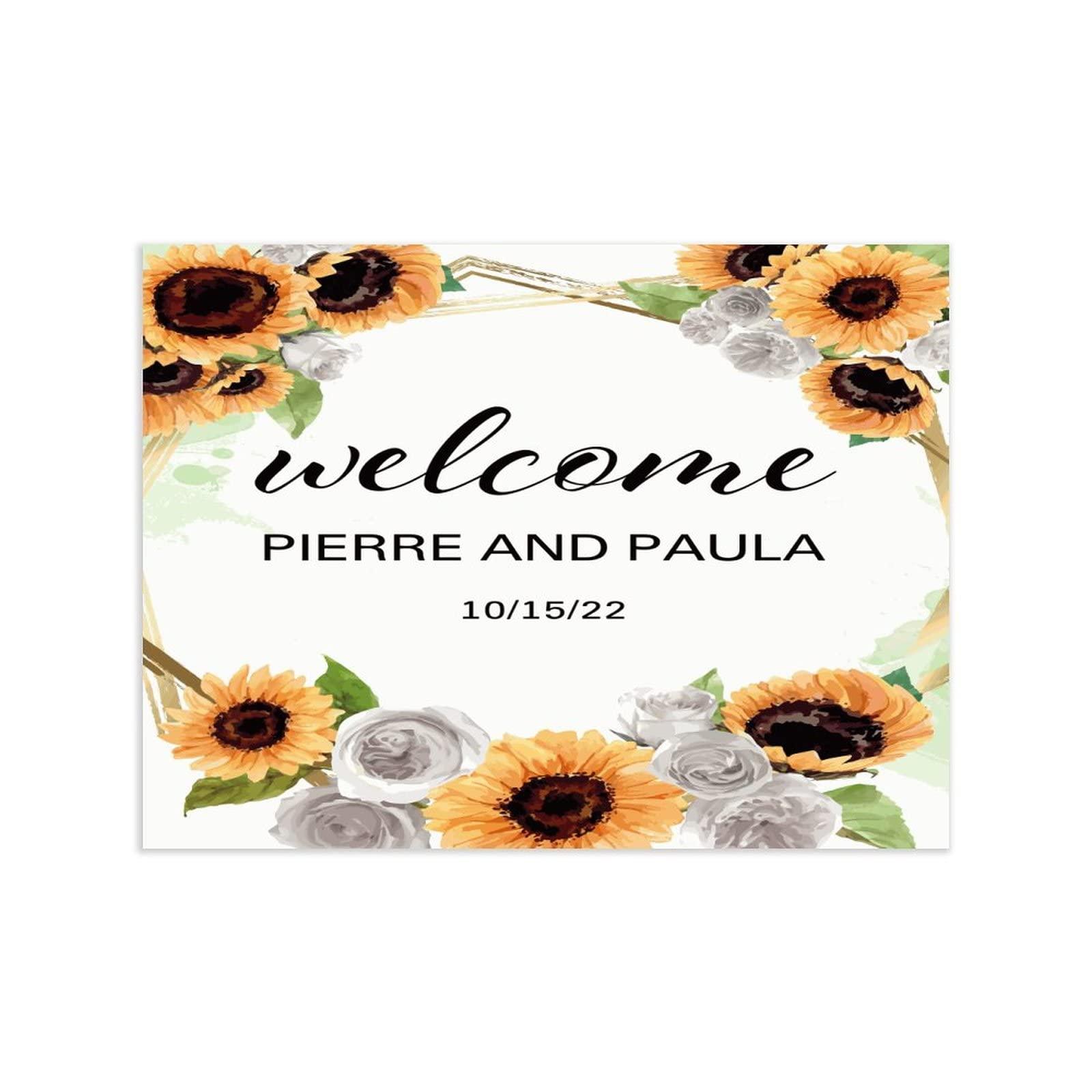 Autravelco Personalized Wedding Welcome Sign Welcome to The Wedding of Wood Wedding Sign Personalized Display Date & Couple Name Decor Wooden Sign Wedding Reception Poster for Ceremony Engagement Party 18x24