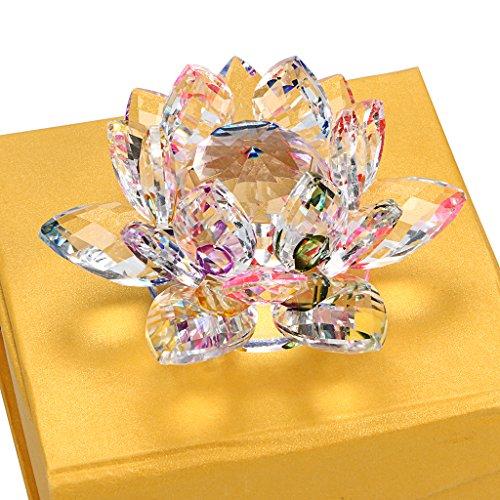 OwnMy OwnMy Sparkle Crystal Lotus Flower Hue Reflection Feng Shui Home Decor with Gift Box (3 Inch/ 80MM)