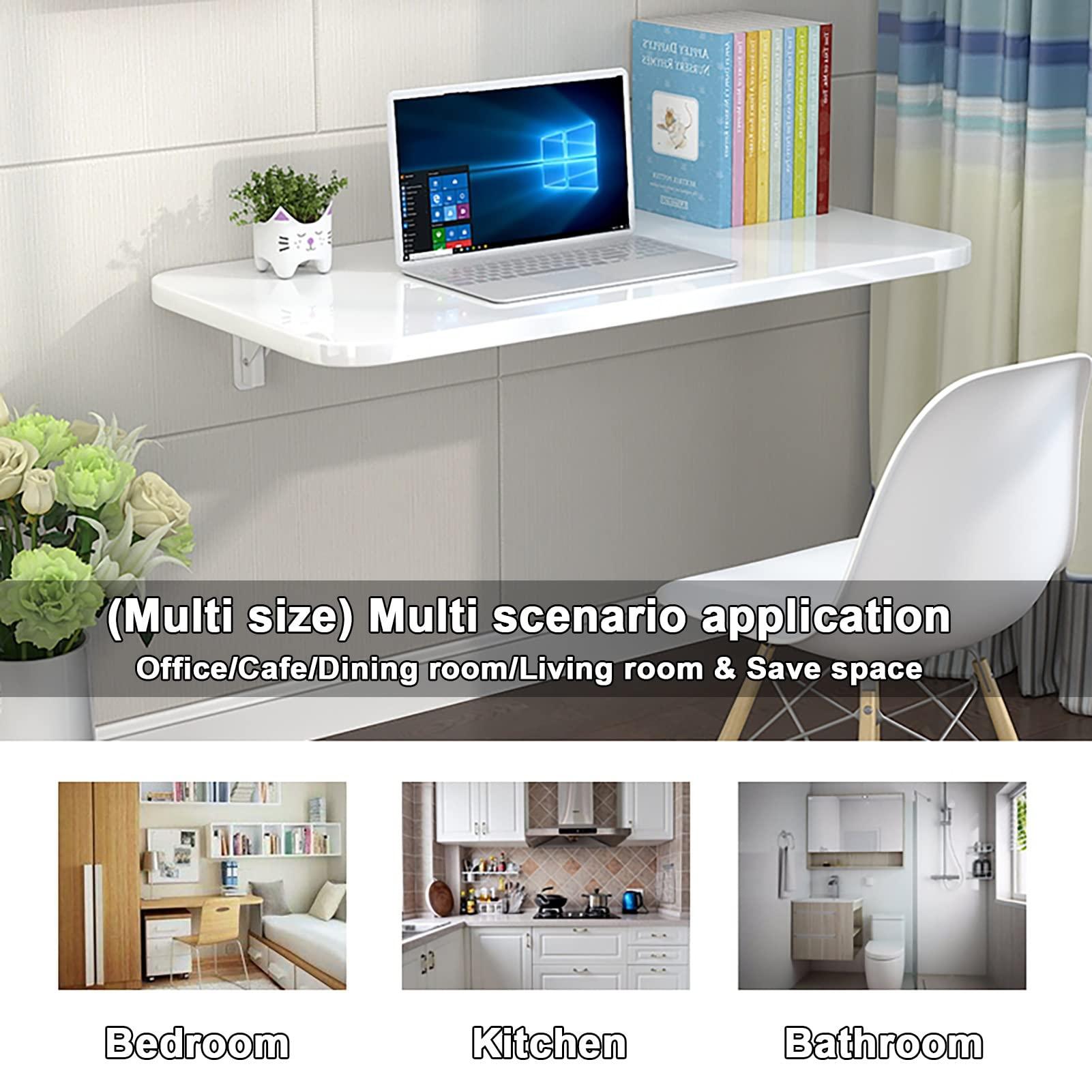 HARELA HARELA 1\"(2.5cm) Thick Folding Wall-Mounted Drop-Leaf Table/Laundry Folding Table, Heavy Duty Folding Table for Home Office/Laundry Room/Kitchen (Color : White, Size : 19.7 * 16in(50 * 40cm))