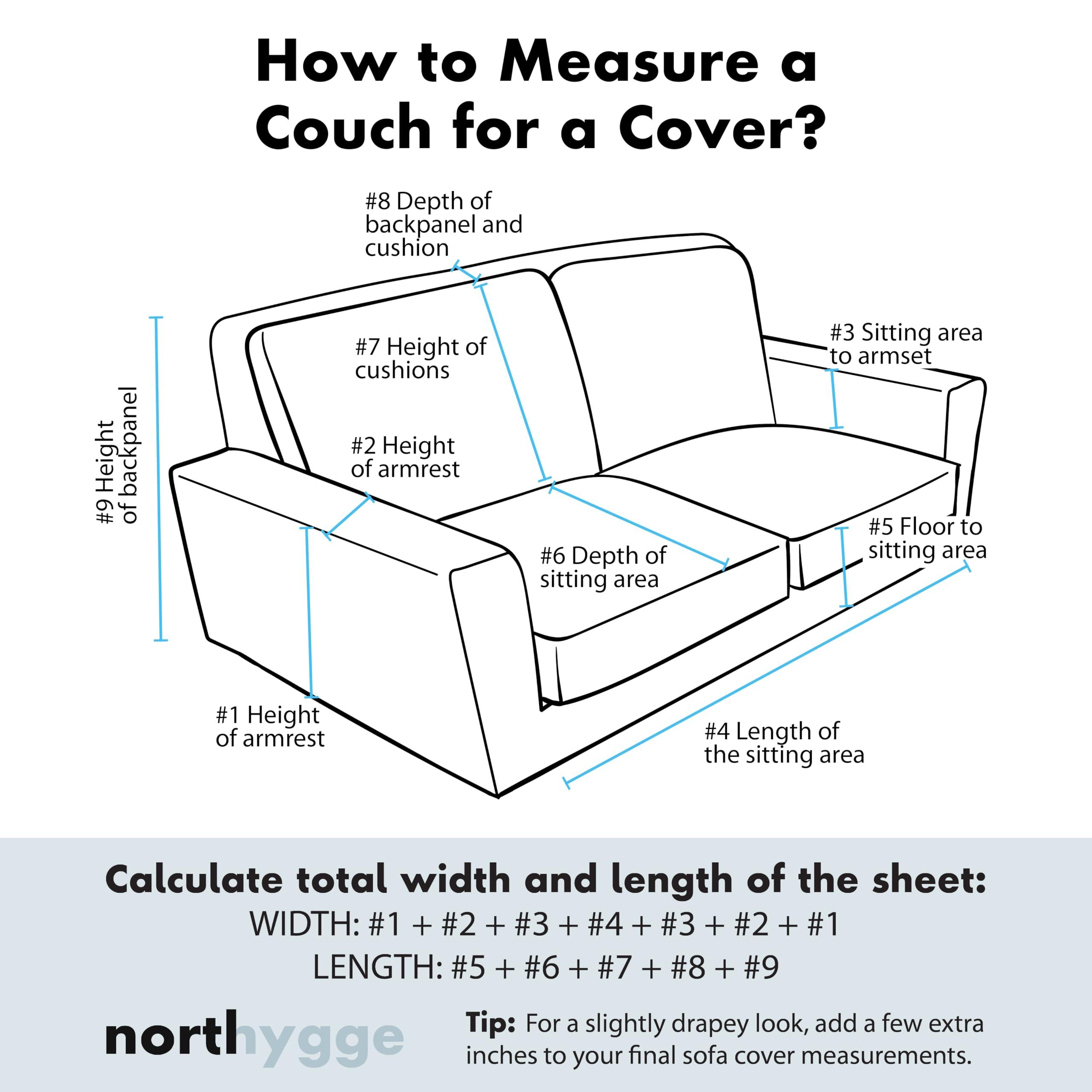 NORTHYGGE NORTHYGGE Sofa Cover%100 Organic Cotton, Couch Covers for Loveseat, Futon, Sofa, Sectional L Shape, U Shape, 4 Layered Muslin Softness Couch Cover, 71\", 91\", 102\" Widths (Lilac, 102x181 / 260x460cm)