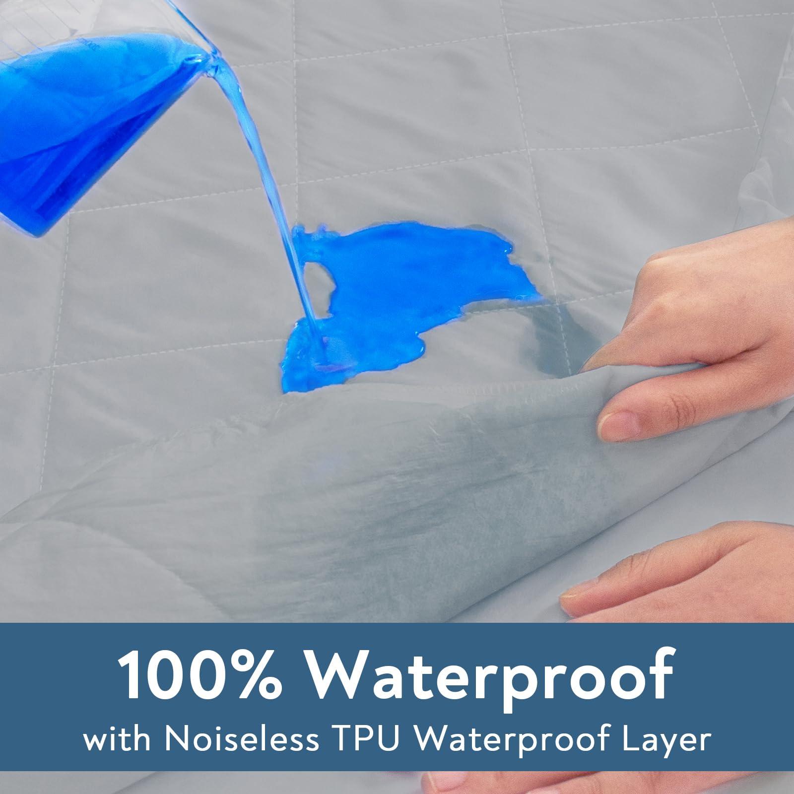 Magik & Kover Twin XL Mattress Pad Waterproof, Twin XL Mattress Protector Quilted, Twin XL Size Mattress Cover Fitted, Twin XL Mattress Topper, Up to 18 Inch, Gray