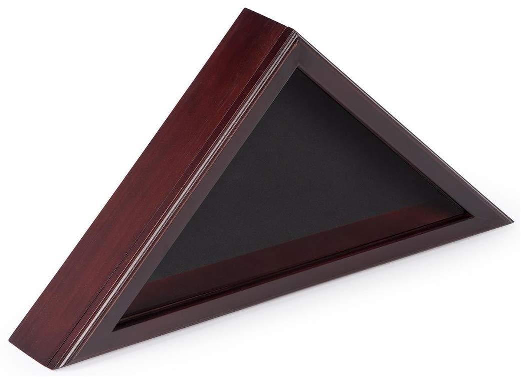 flag connections 25.5w x 12.5h Memorial Flag Shadow Box, Tempered Glass Front with Magnetic Closure, Wood Construction - Mahogany Finish