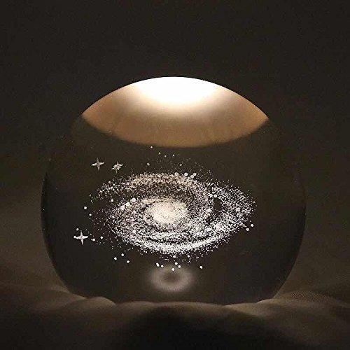 Zulux Zulux Galaxy Crystal Ball - Galaxy Balls for Kids with LED Lamp Base, Clear 80mm(3 inch) Galaxy Glass Art for Kids Birthday Gifts, Teacher Gifts,Gift for Anniversary and Boyfriend Birthday